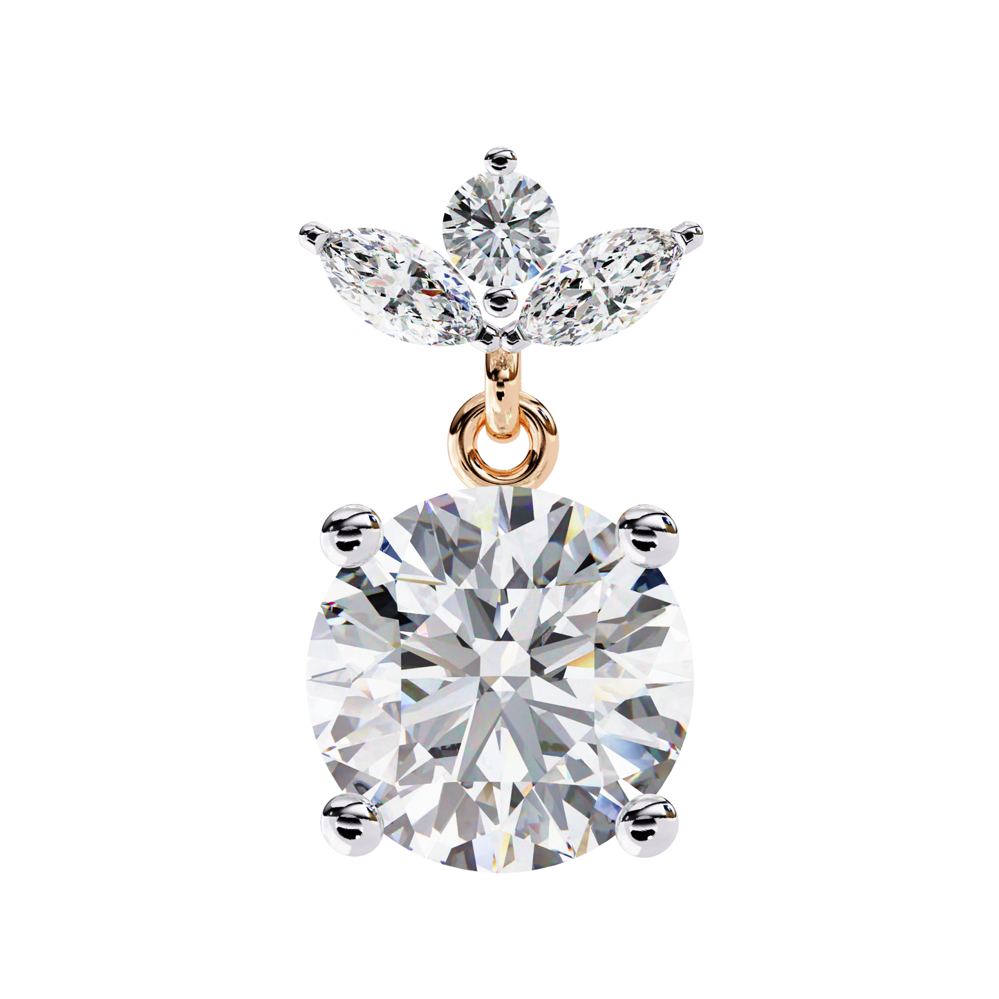 LGD  Ear Studs Round Stone (2.02ct Pair) In 14K Gold