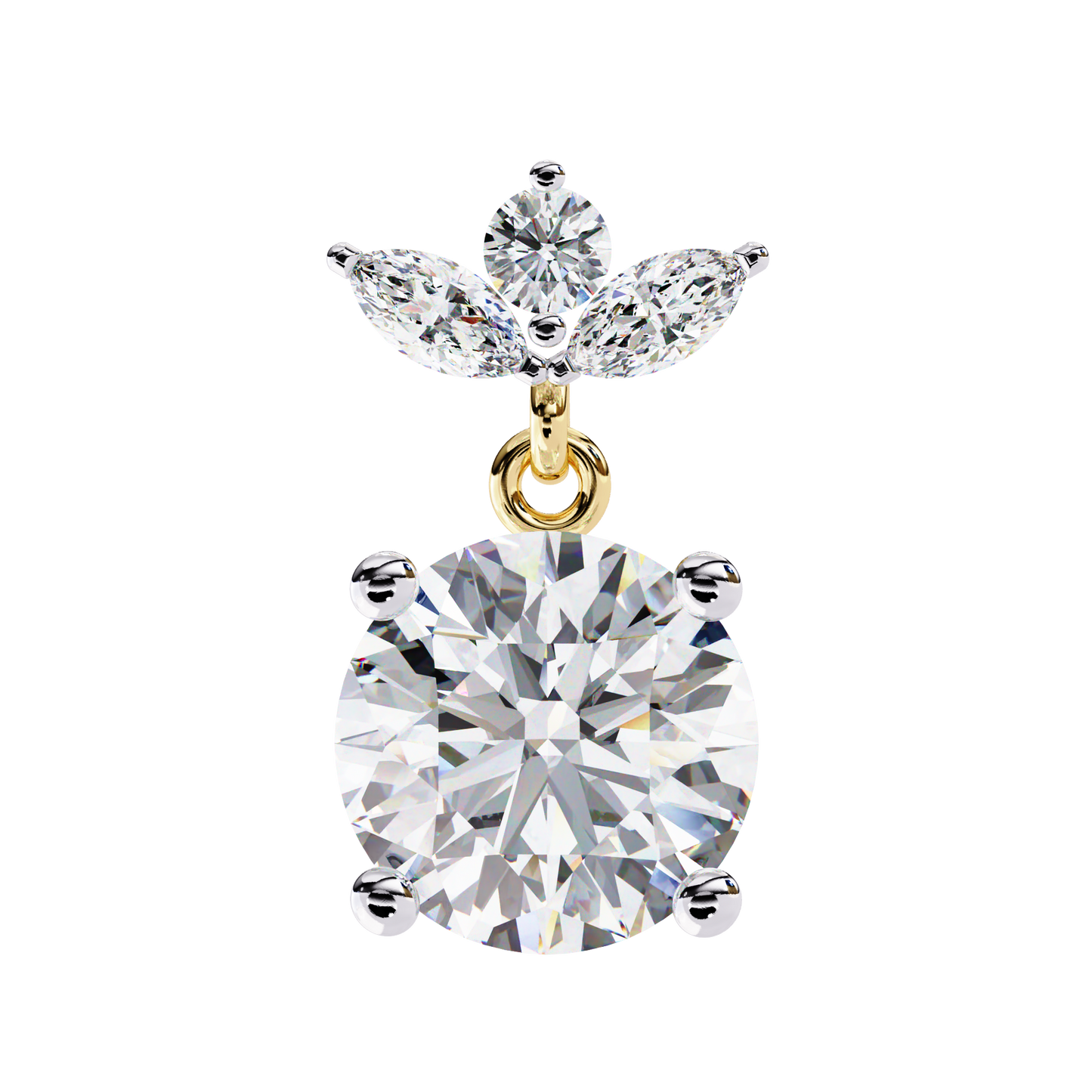 LGD  Ear Studs Round Stone (2.02ct Pair) In 14K Gold