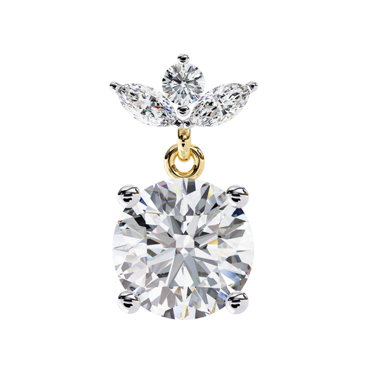 LGD  Ear Studs Round Stone (2.02ct Pair) In 14K Gold