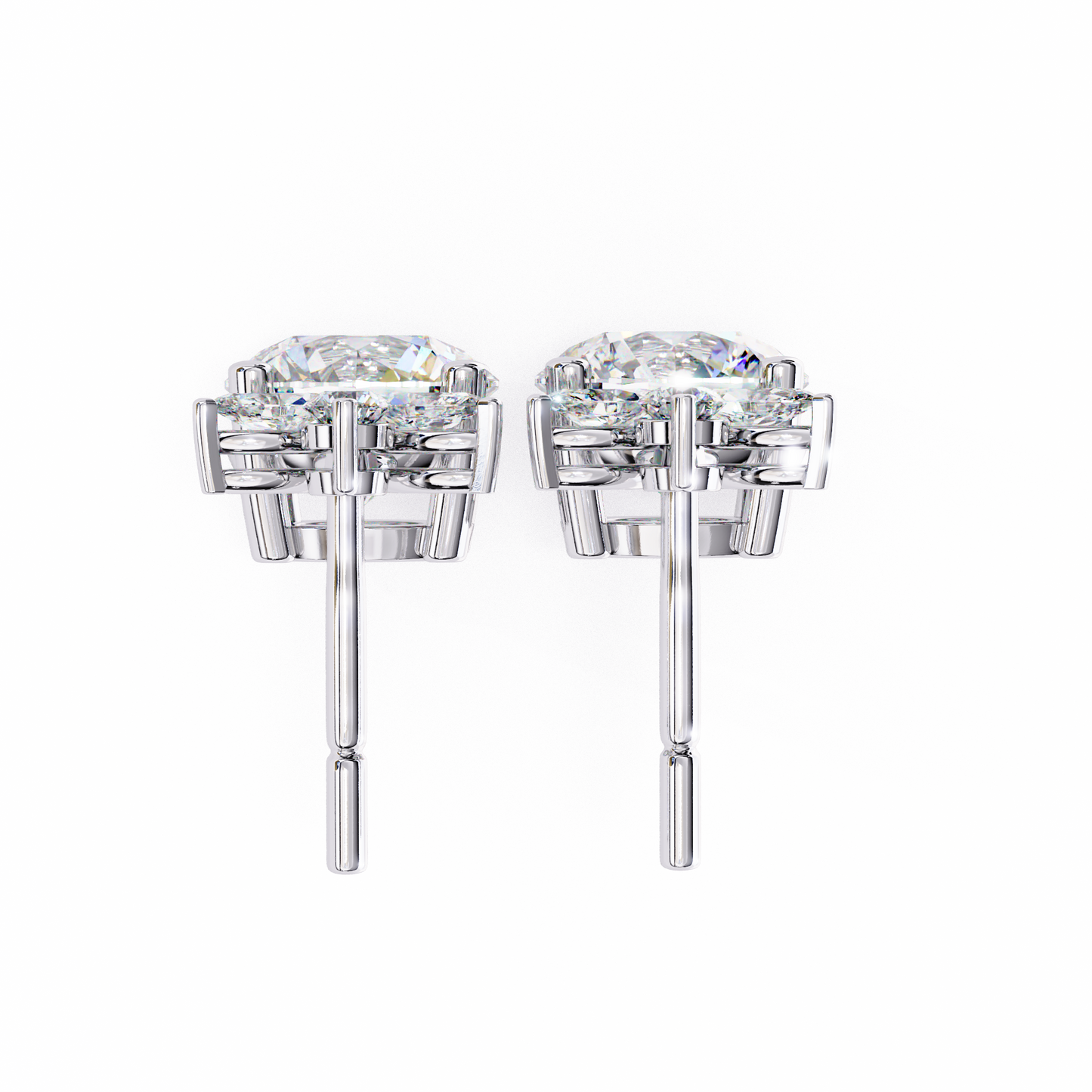 LGD  Ear Studs Round Stone (2.02ct Pair) In 14K Gold