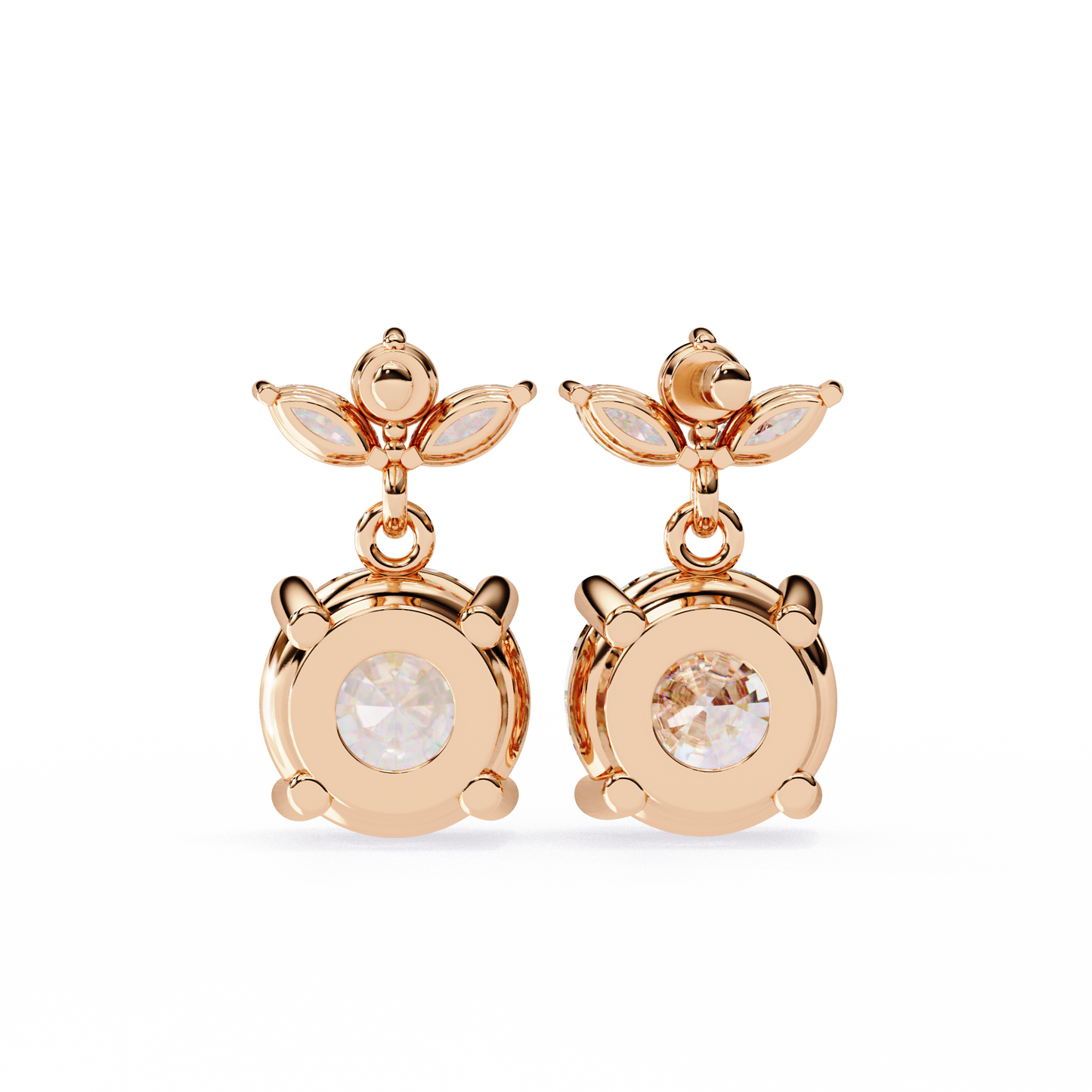 LGD  Ear Studs Round Stone (2.02ct Pair) In 14K Gold