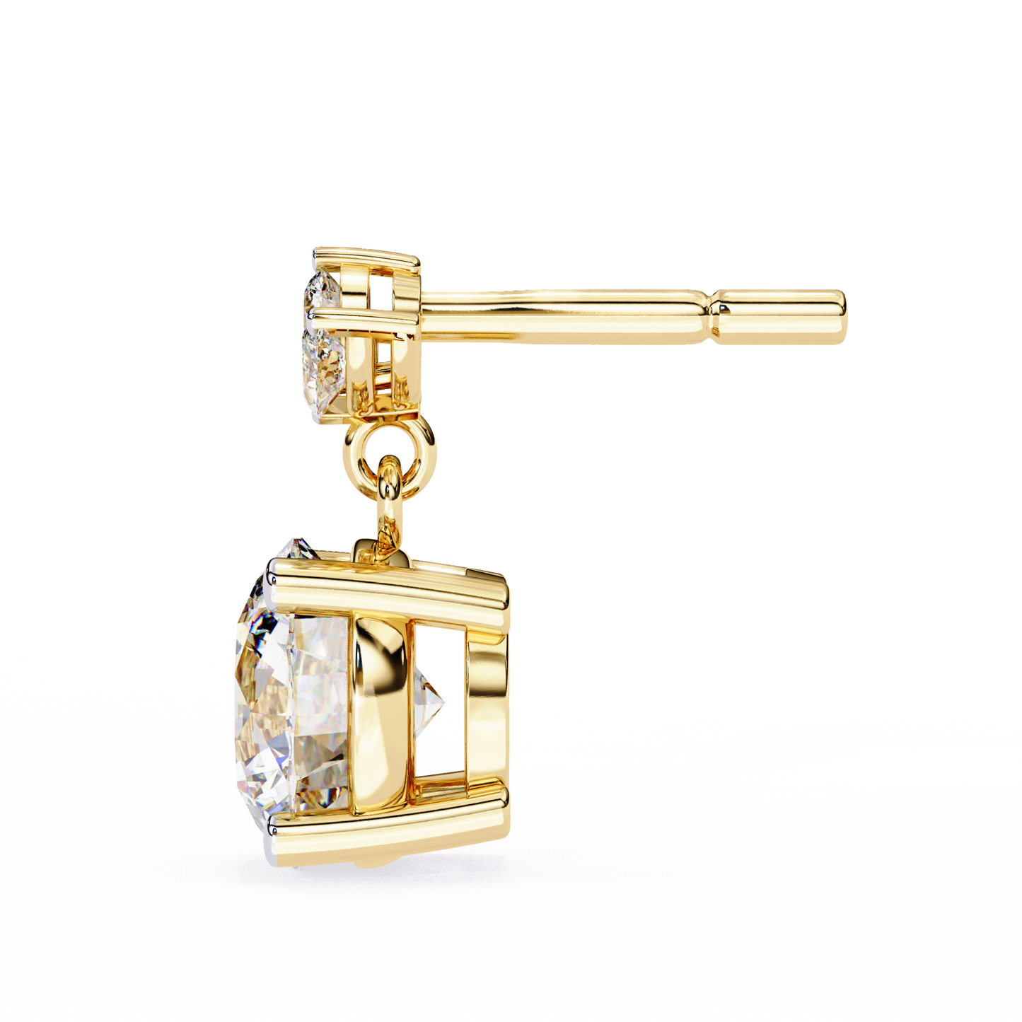 LGD  Ear Studs Round Stone (2.02ct Pair) In 14K Gold