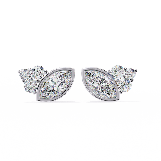 LGD  Ear Studs Marquise Stone (0.48ct Pair) In 14K Gold