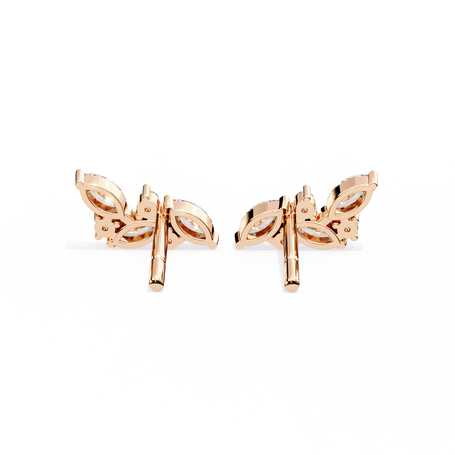 LGD Ear Studs Round  Stone (3.06ct Pair) In 14K Gold