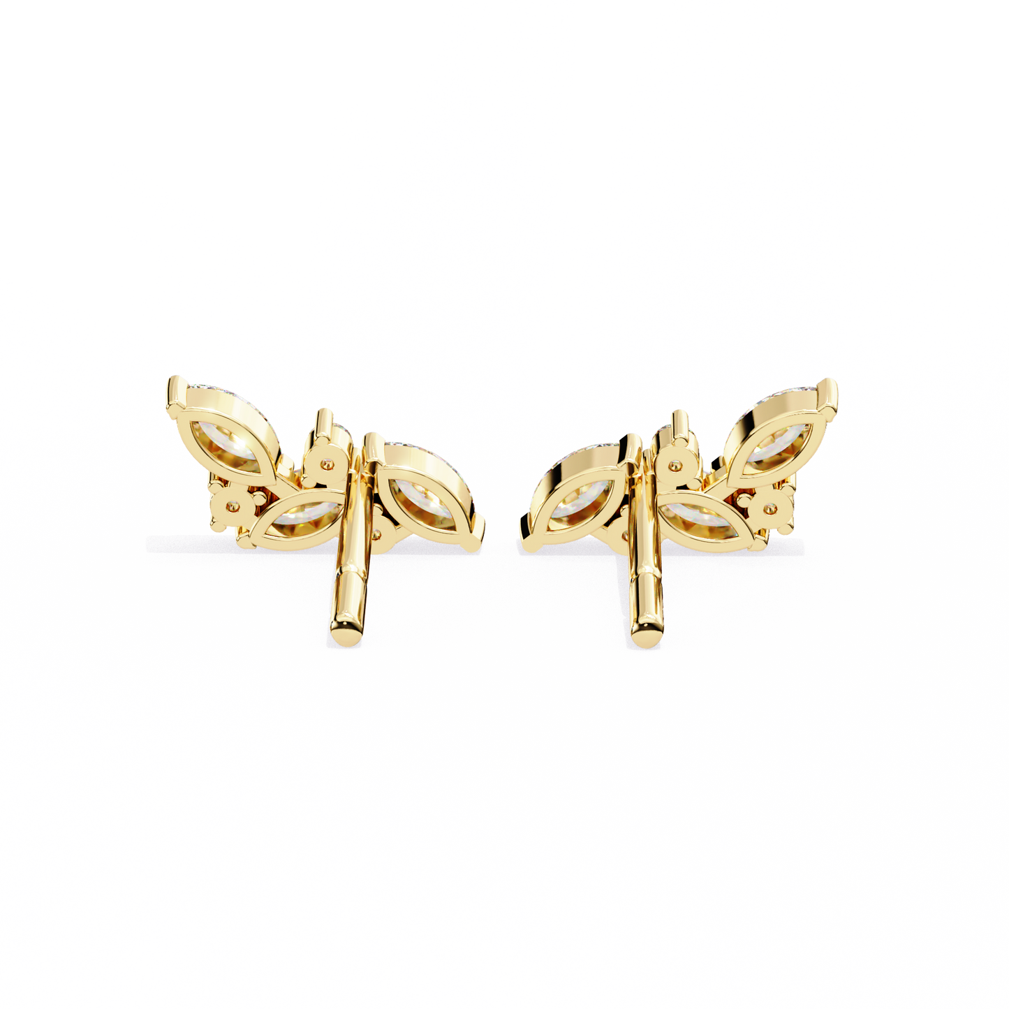LGD Ear Studs Round  Stone (3.06ct Pair) In 14K Gold
