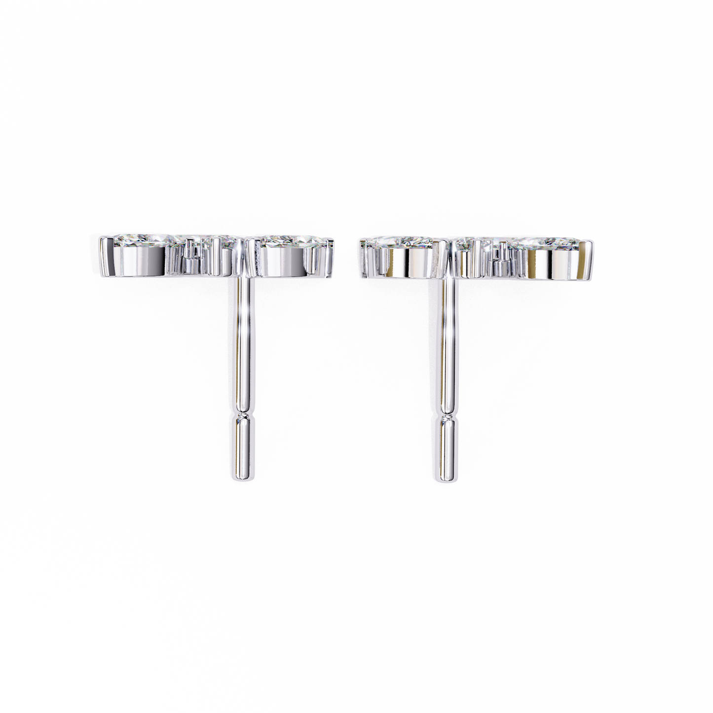 LGD Ear Studs Round  Stone (3.06ct Pair) In 14K Gold