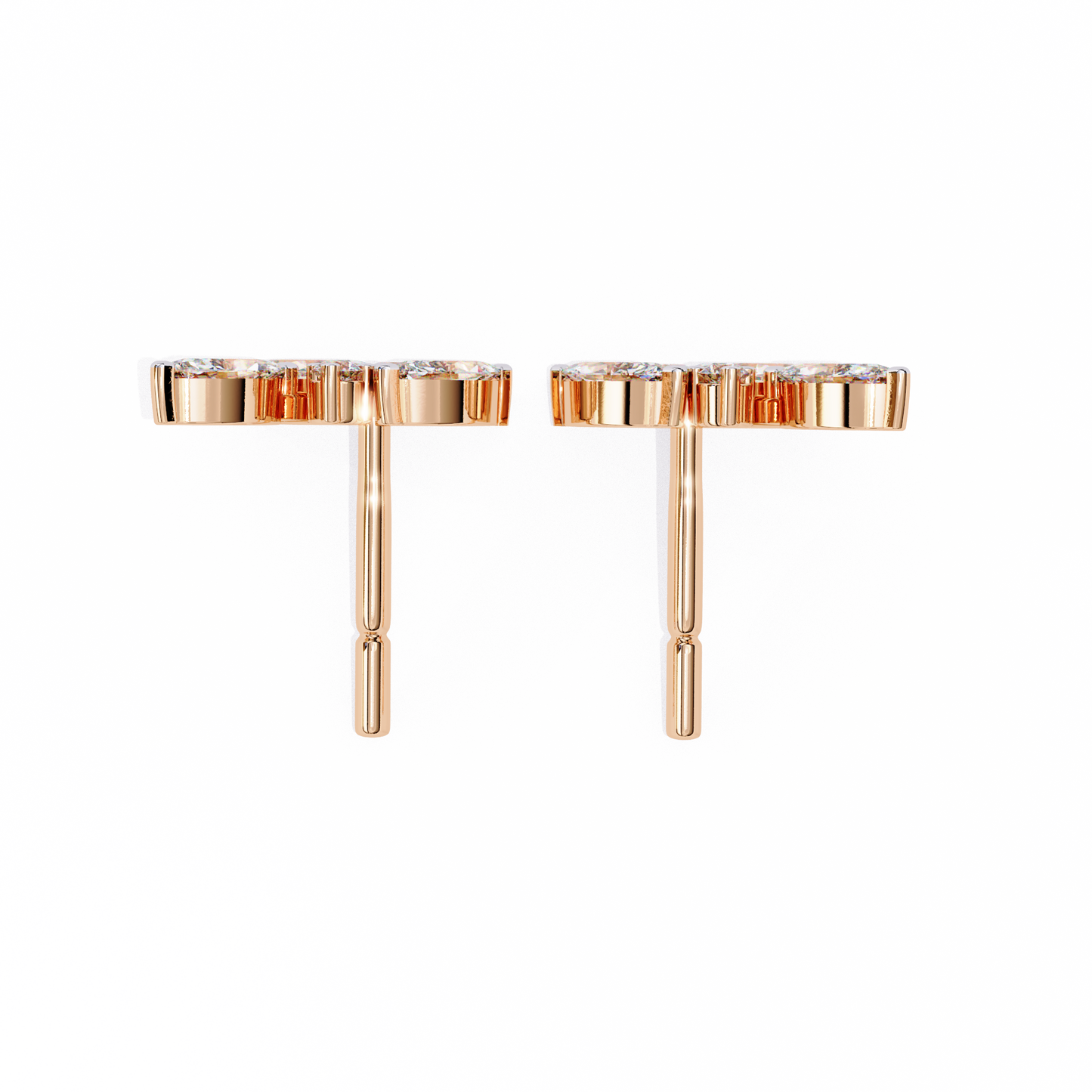 LGD Ear Studs Round  Stone (3.06ct Pair) In 14K Gold