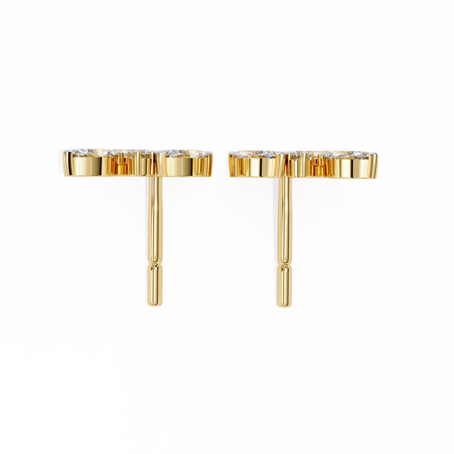 LGD Ear Studs Round  Stone (3.06ct Pair) In 14K Gold