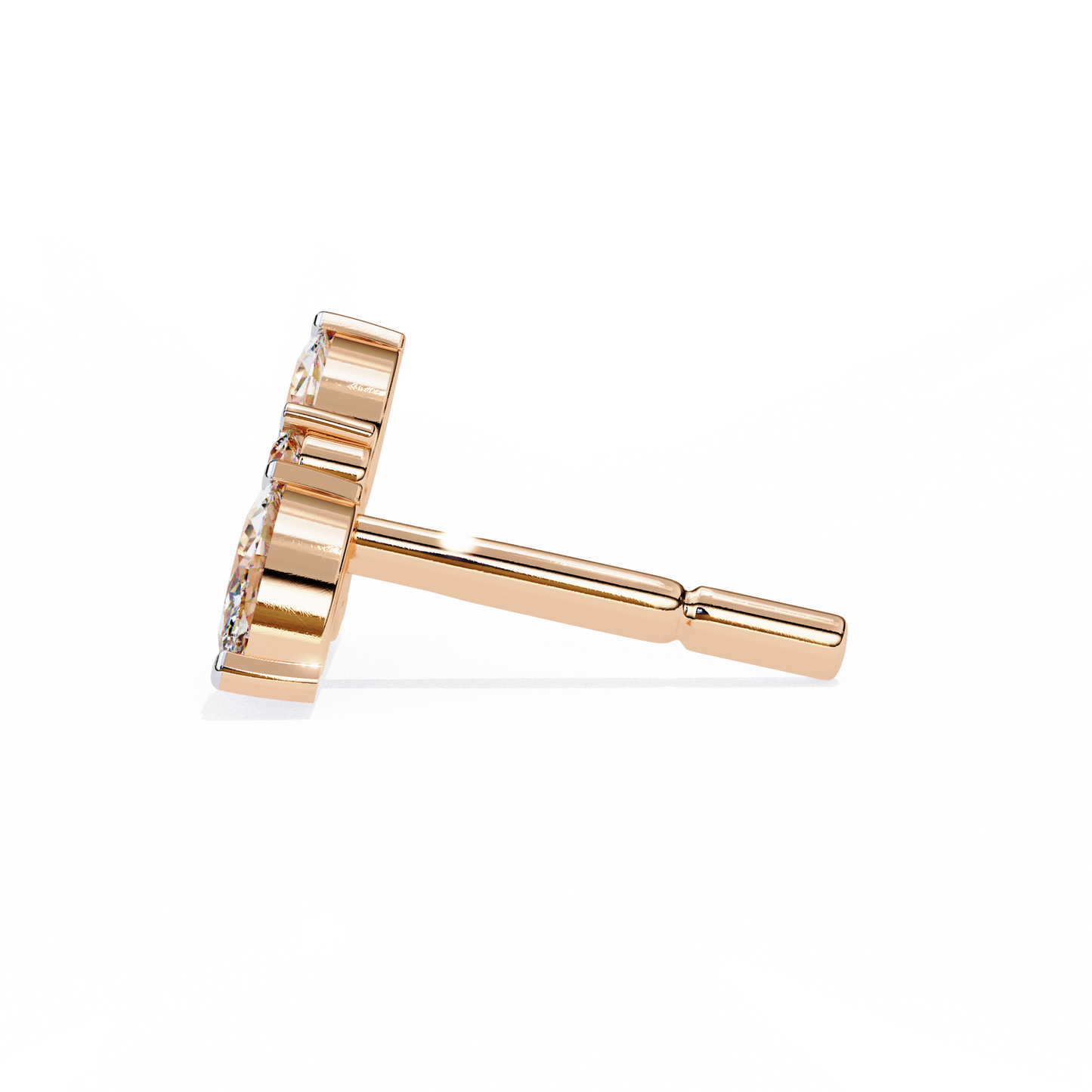 LGD Ear Studs Round  Stone (3.06ct Pair) In 14K Gold