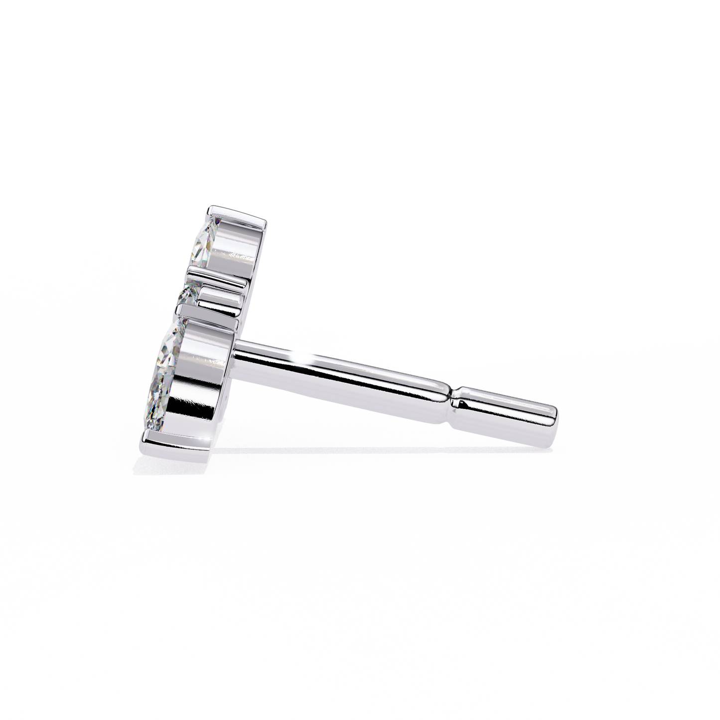 LGD Ear Studs Round  Stone (3.06ct Pair) In 14K Gold