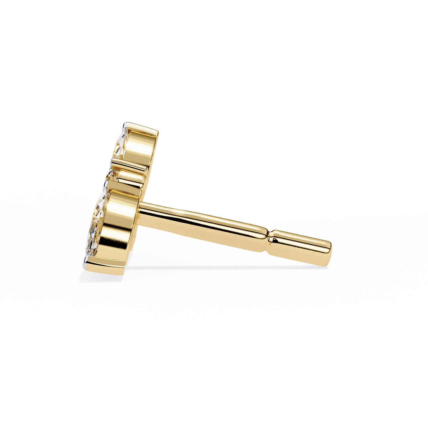 LGD Ear Studs Round  Stone (3.06ct Pair) In 14K Gold