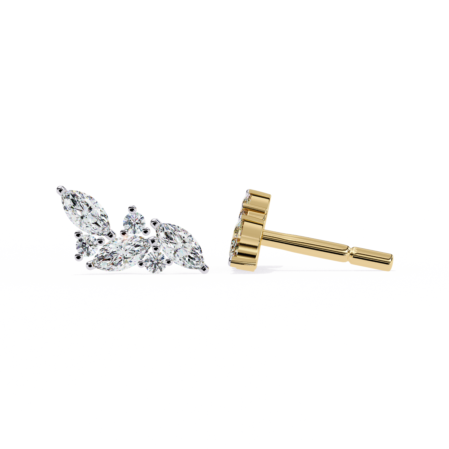 LGD Ear Studs Round  Stone (3.06ct Pair) In 14K Gold