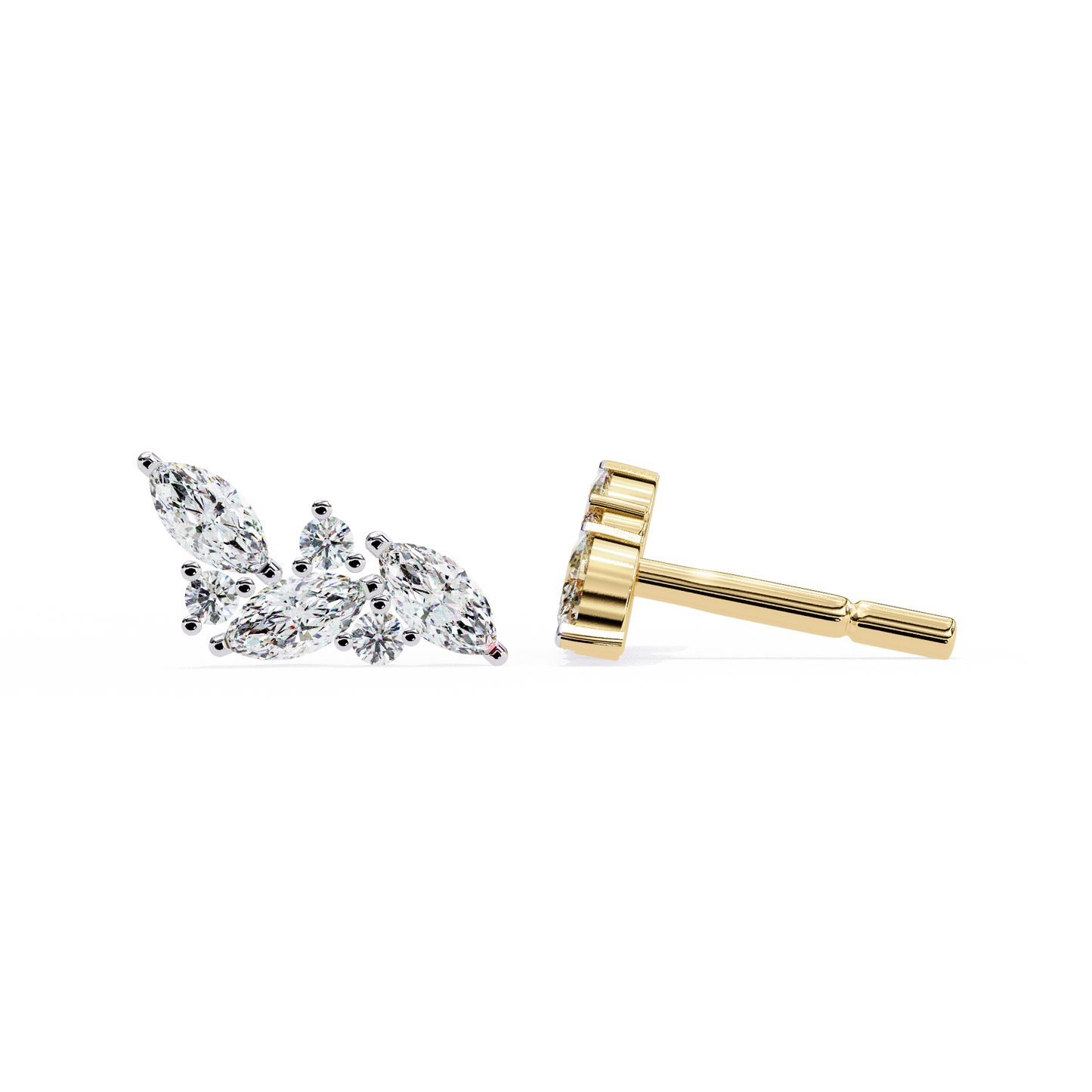 LGD Ear Studs Round  Stone (3.06ct Pair) In 14K Gold