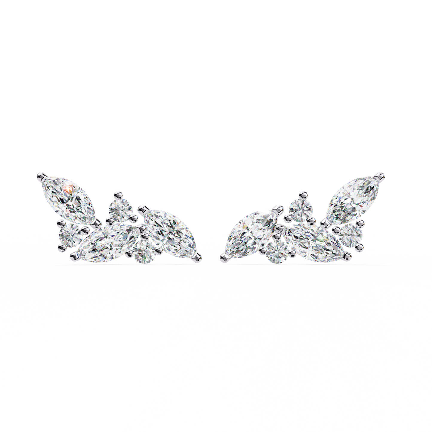 LGD Ear Studs Round  Stone (3.06ct Pair) In 14K Gold