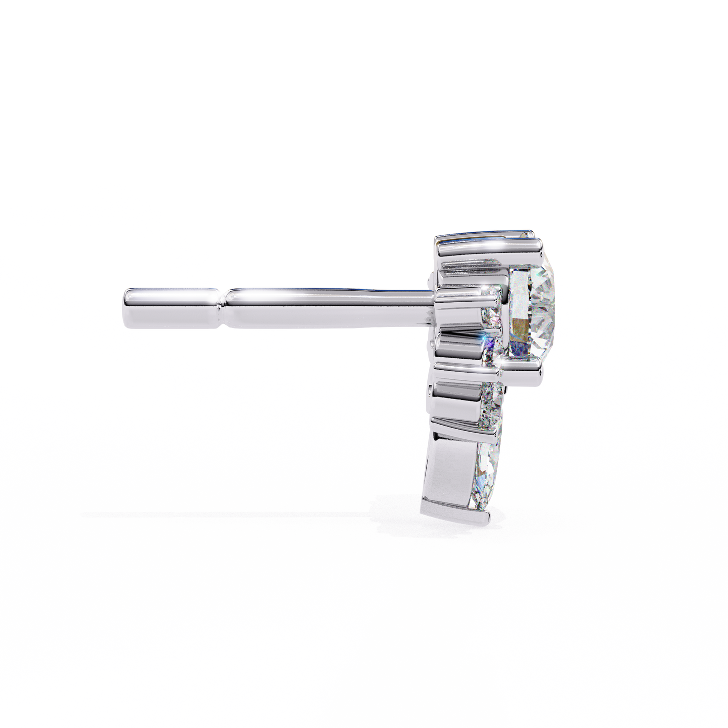 LGD Solitaire Ear Studs  Round Stone (0.70ct Pair) In 14K Gold