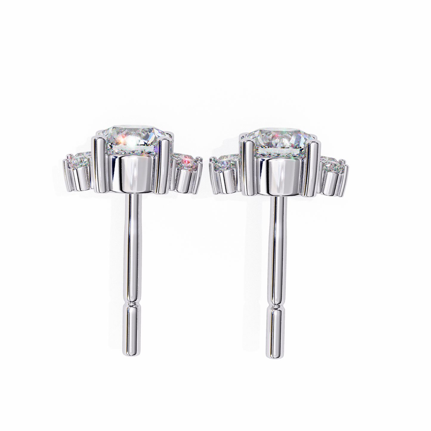 LGD Solitaire Ear Studs  Round Stone (0.70ct Pair) In 14K Gold
