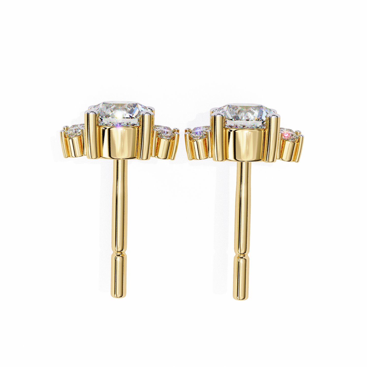 LGD Solitaire Ear Studs  Round Stone (0.70ct Pair) In 14K Gold
