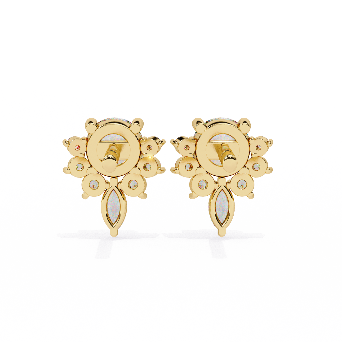 LGD Solitaire Ear Studs  Round Stone (0.70ct Pair) In 14K Gold