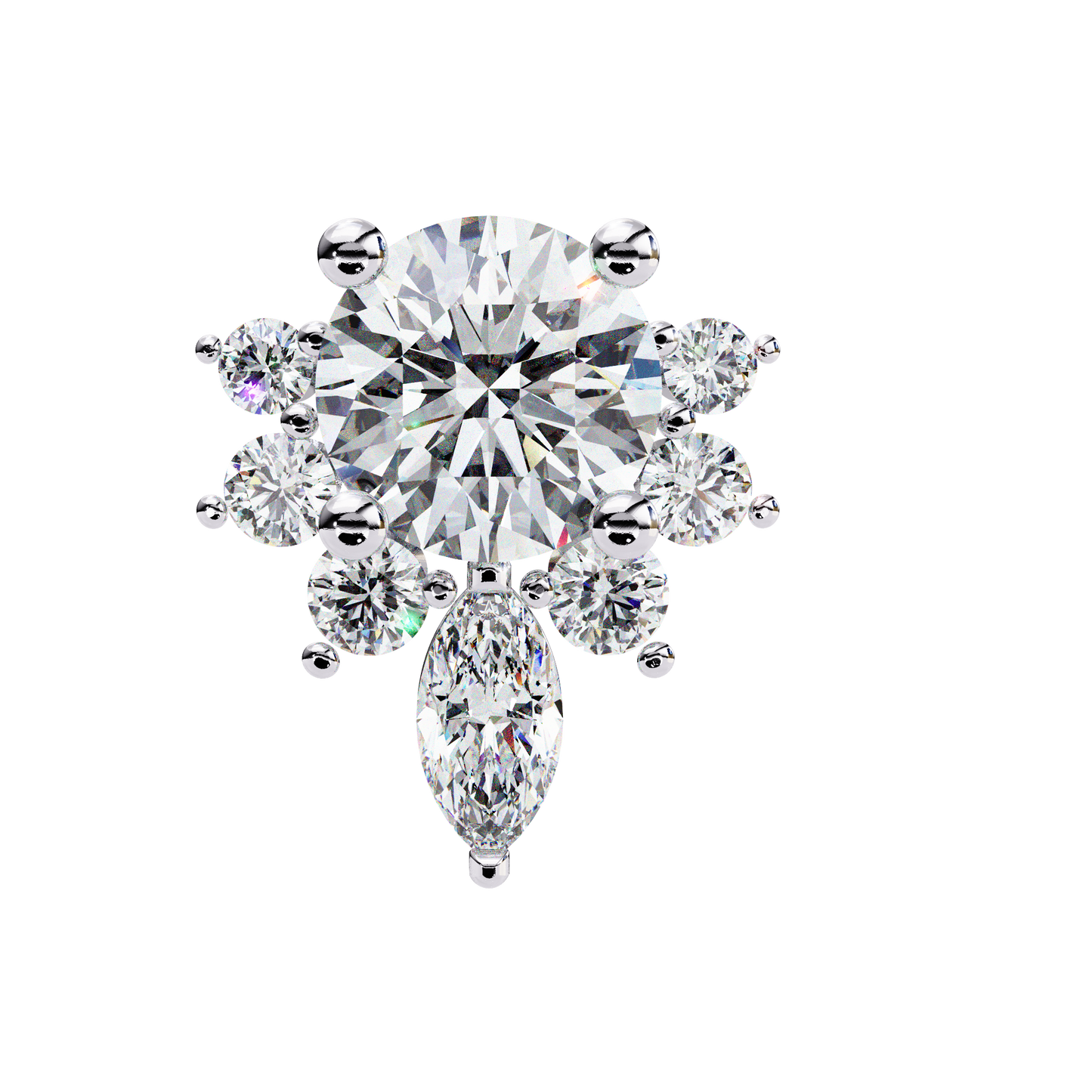 LGD Solitaire Ear Studs  Round Stone (0.70ct Pair) In 14K Gold