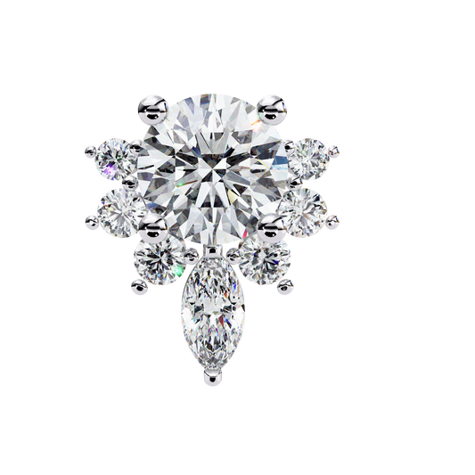 LGD Solitaire Ear Studs  Round Stone (0.70ct Pair) In 14K Gold