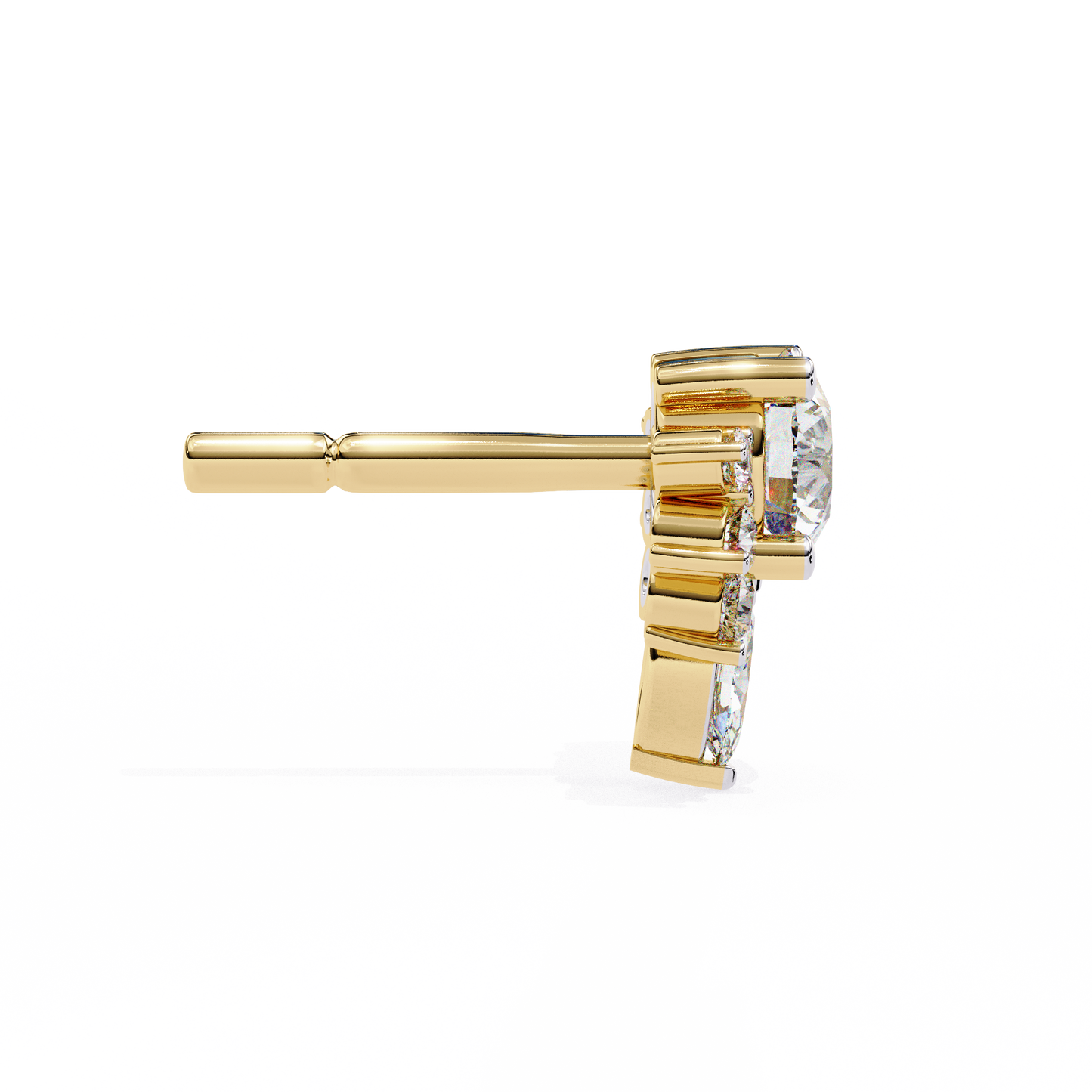 LGD Solitaire Ear Studs  Round Stone (0.70ct Pair) In 14K Gold