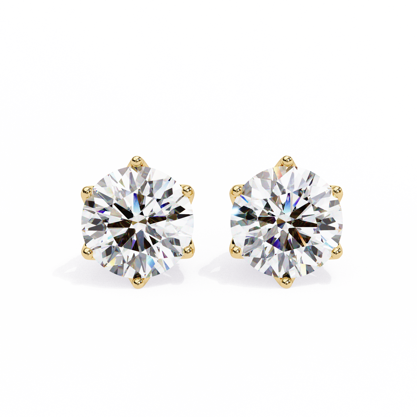 LGD Solitaire Earring Round  Stone (2.62ct Pair) In 14K Gold