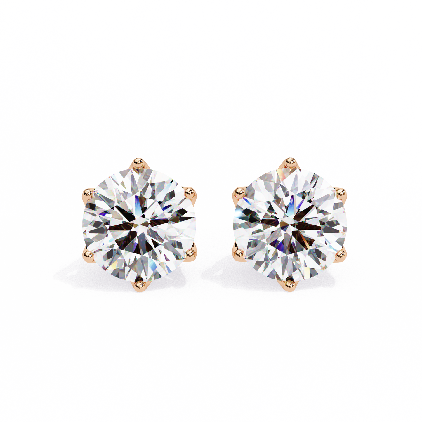LGD Solitaire Earring Round  Stone (2.62ct Pair) In 14K Gold
