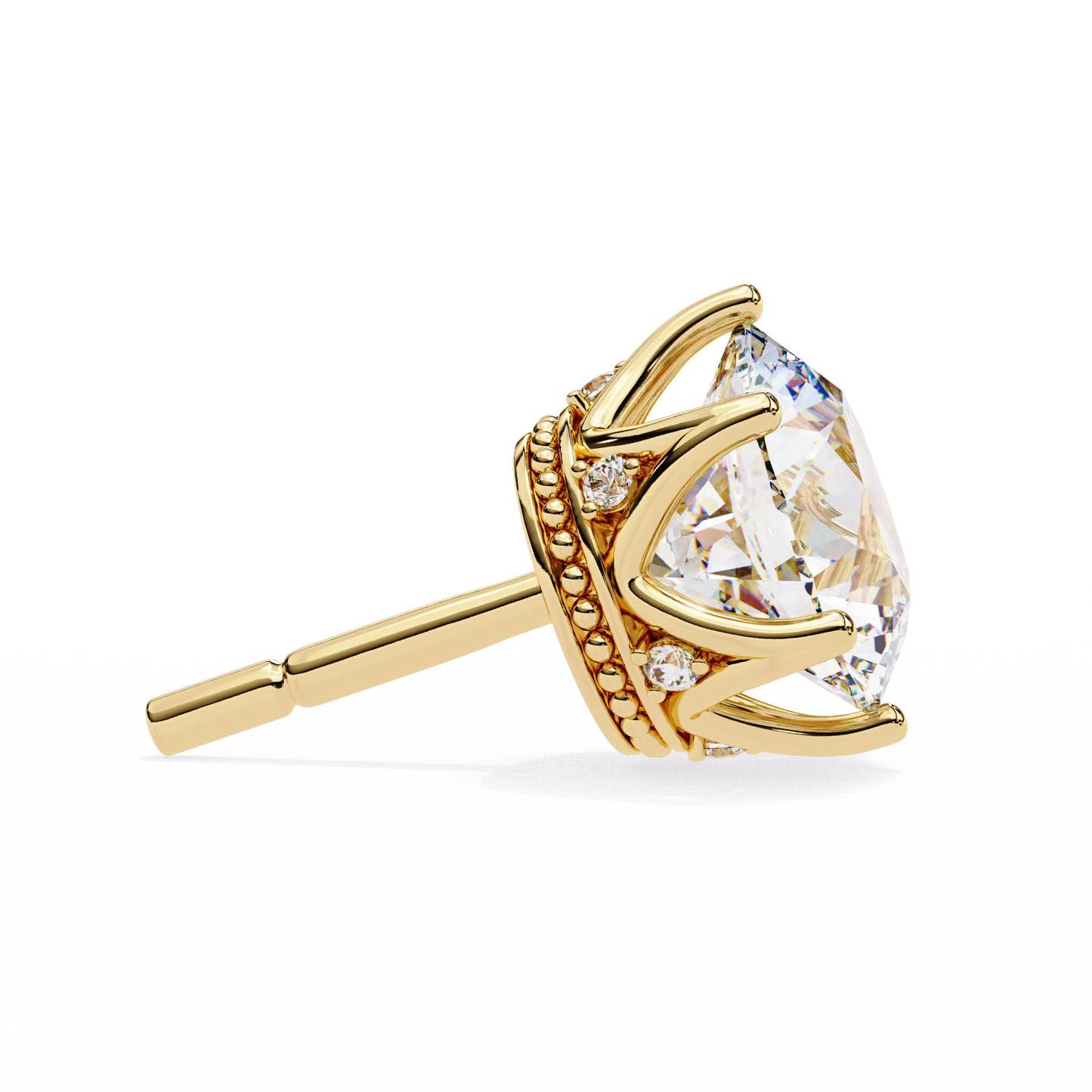 LGD Solitaire Earring Round  Stone (2.62ct Pair) In 14K Gold