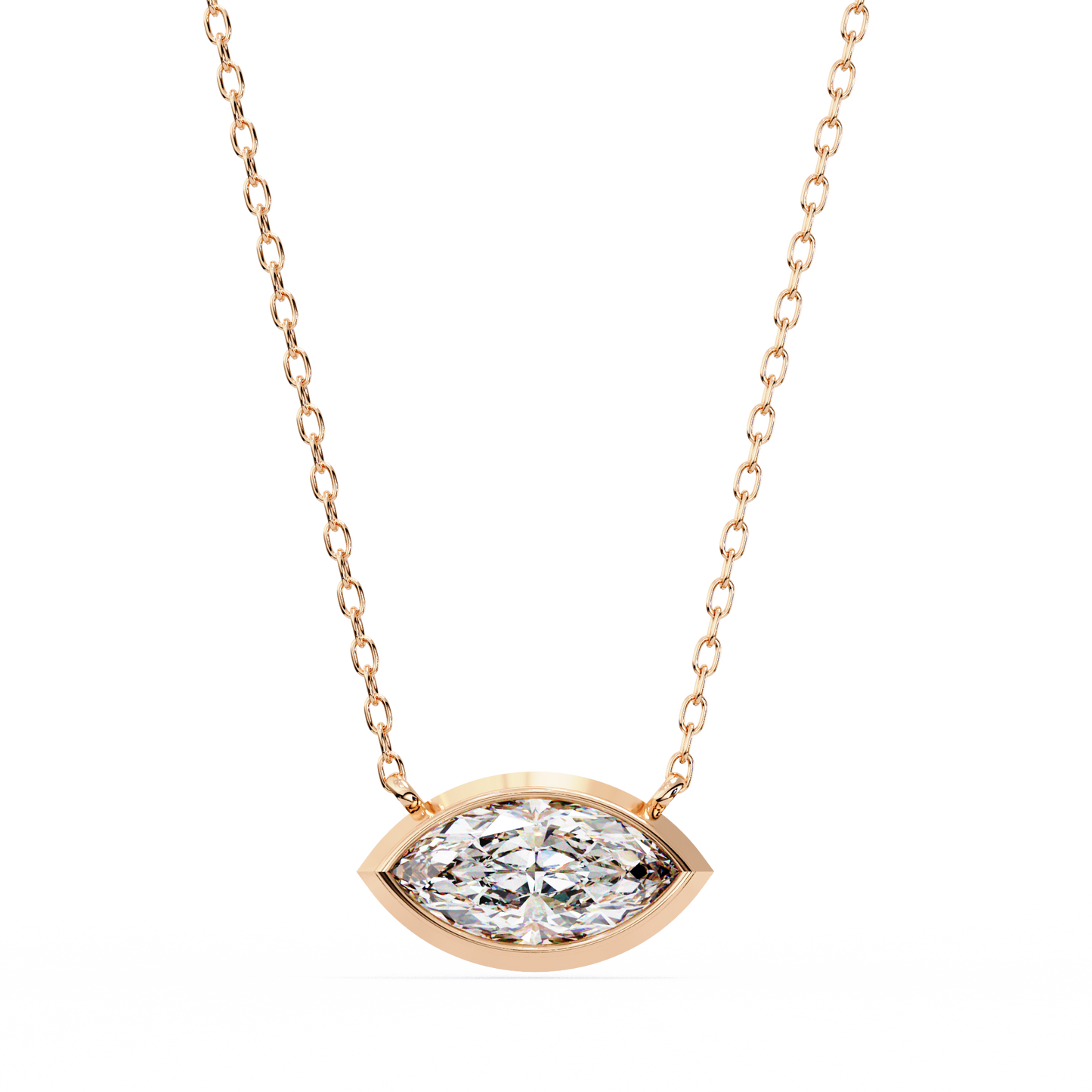 Lab Grown Diamond Pendant Marquise Stone (0.68ct) In 14K Gold Without Chain