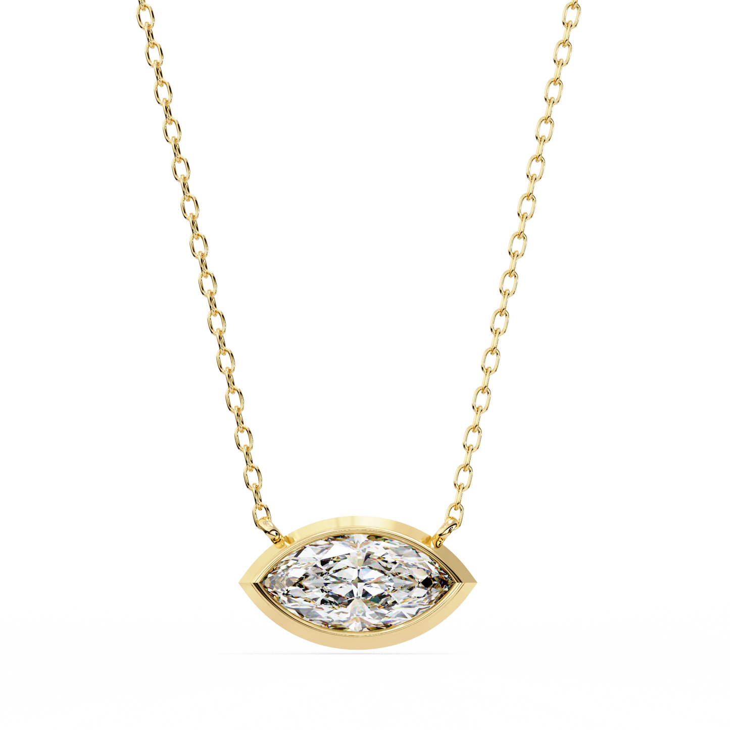 Lab Grown Diamond Pendant Marquise Stone (0.68ct) In 14K Gold Without Chain