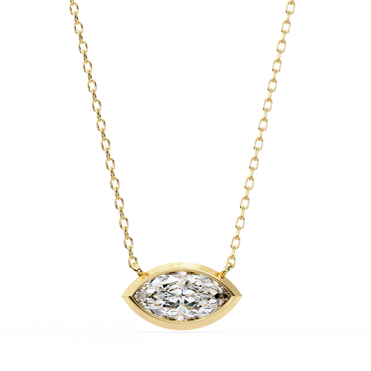 Lab Grown Diamond Pendant Marquise Stone (0.68ct) In 14K Gold Without Chain