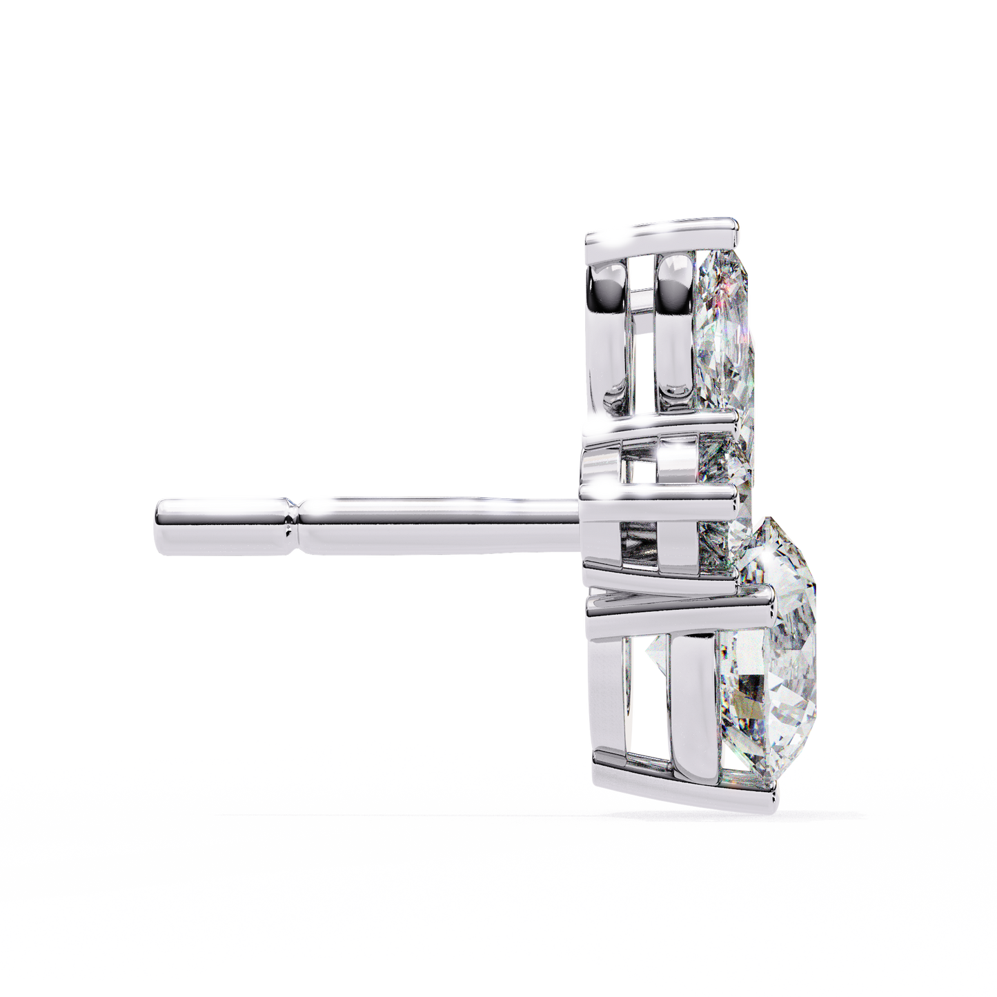 LGD Ear Studs Round Stone (1.42ct Pair) In 14K Gold