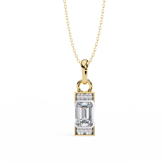 LGD Solitaire Pendant Emerald Stone (1.05ct) In 14K Gold Without Chain