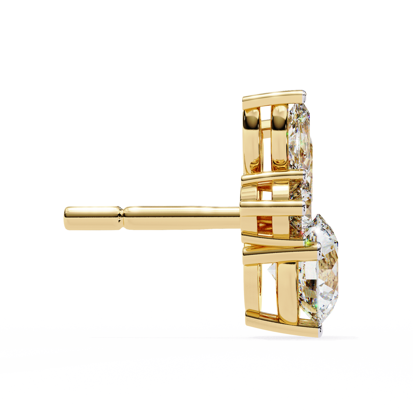 LGD Ear Studs Round Stone (1.42ct Pair) In 14K Gold