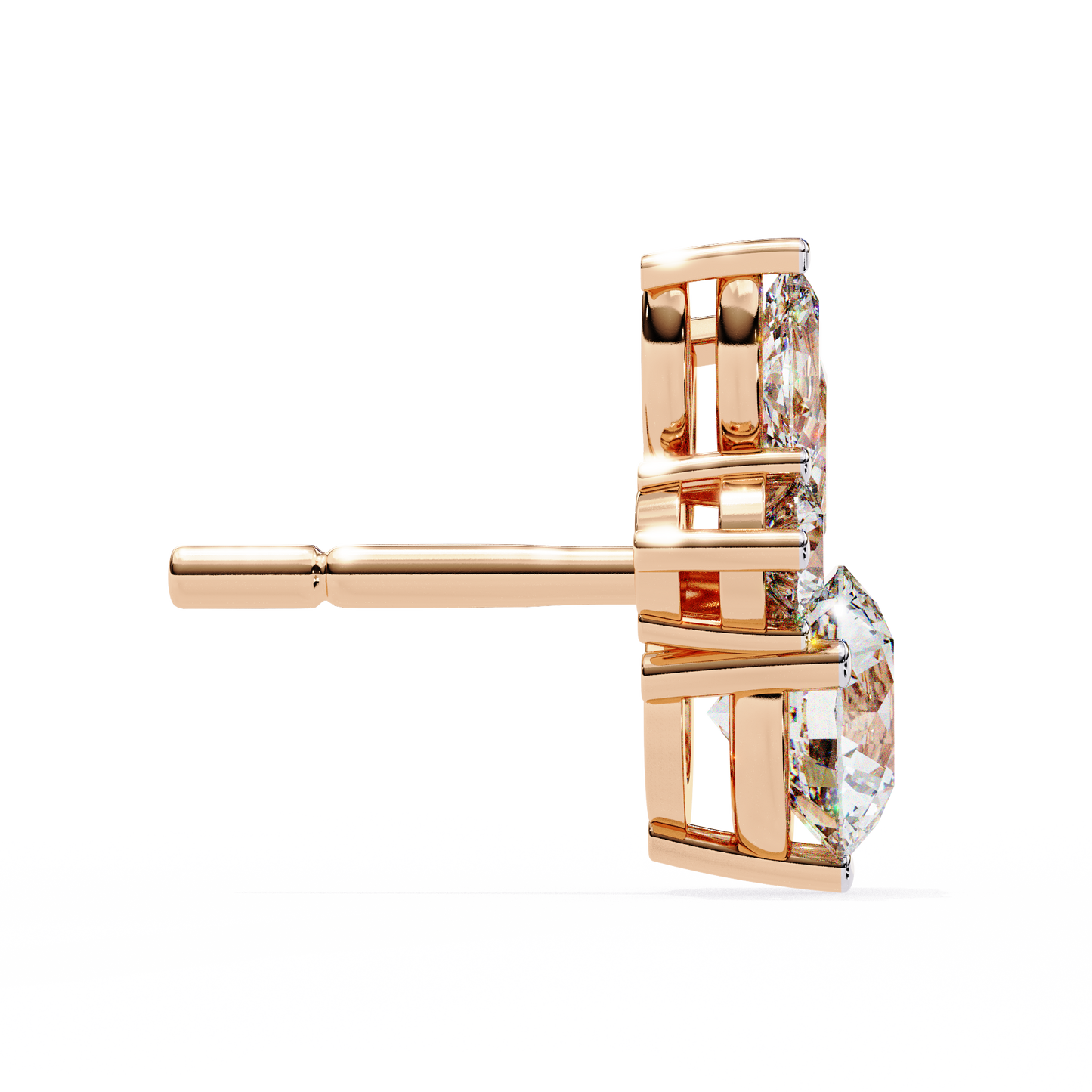 LGD Ear Studs Round Stone (1.42ct Pair) In 14K Gold