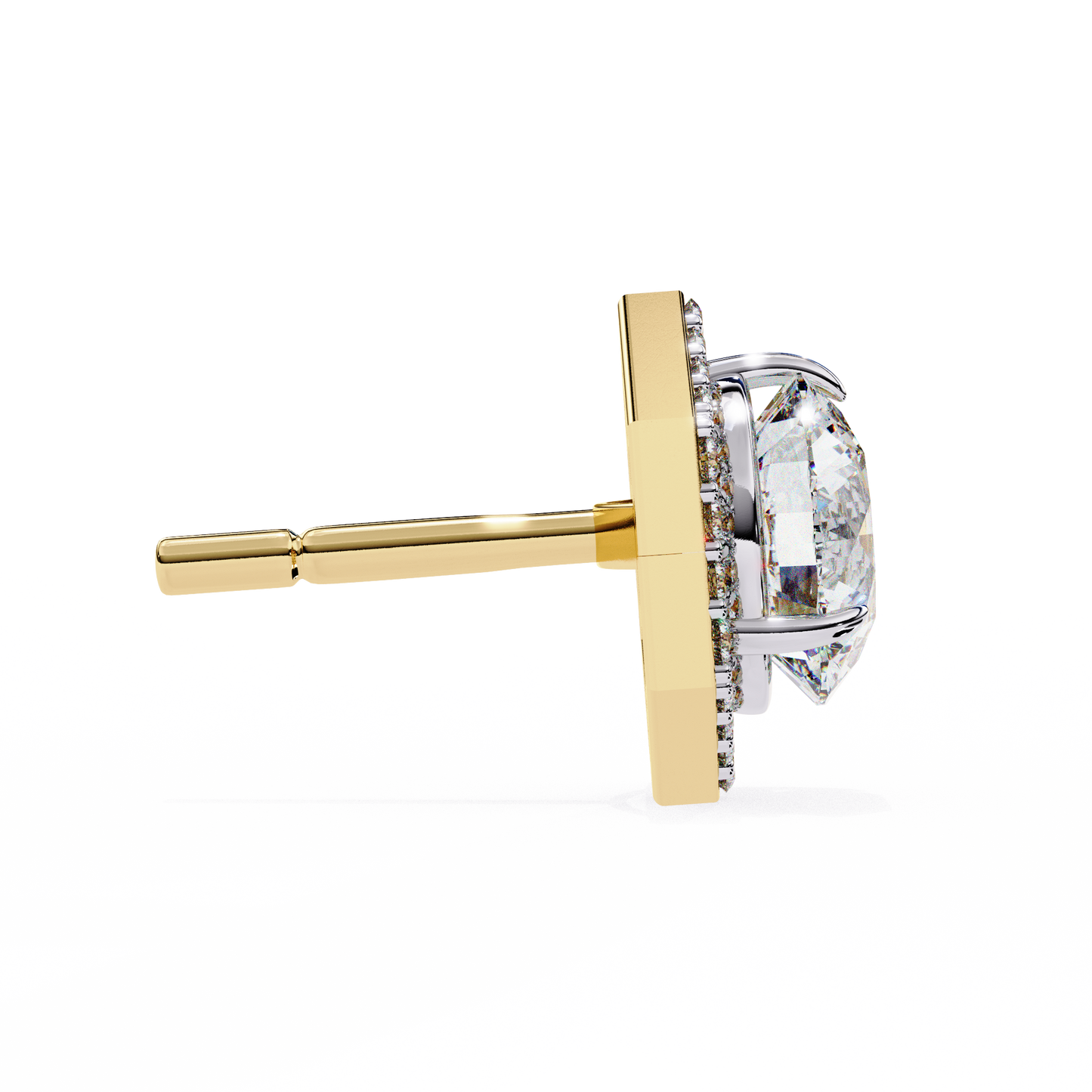 LGD Ear Studs Round  Stone (2.10ct Pair) In 14K Gold