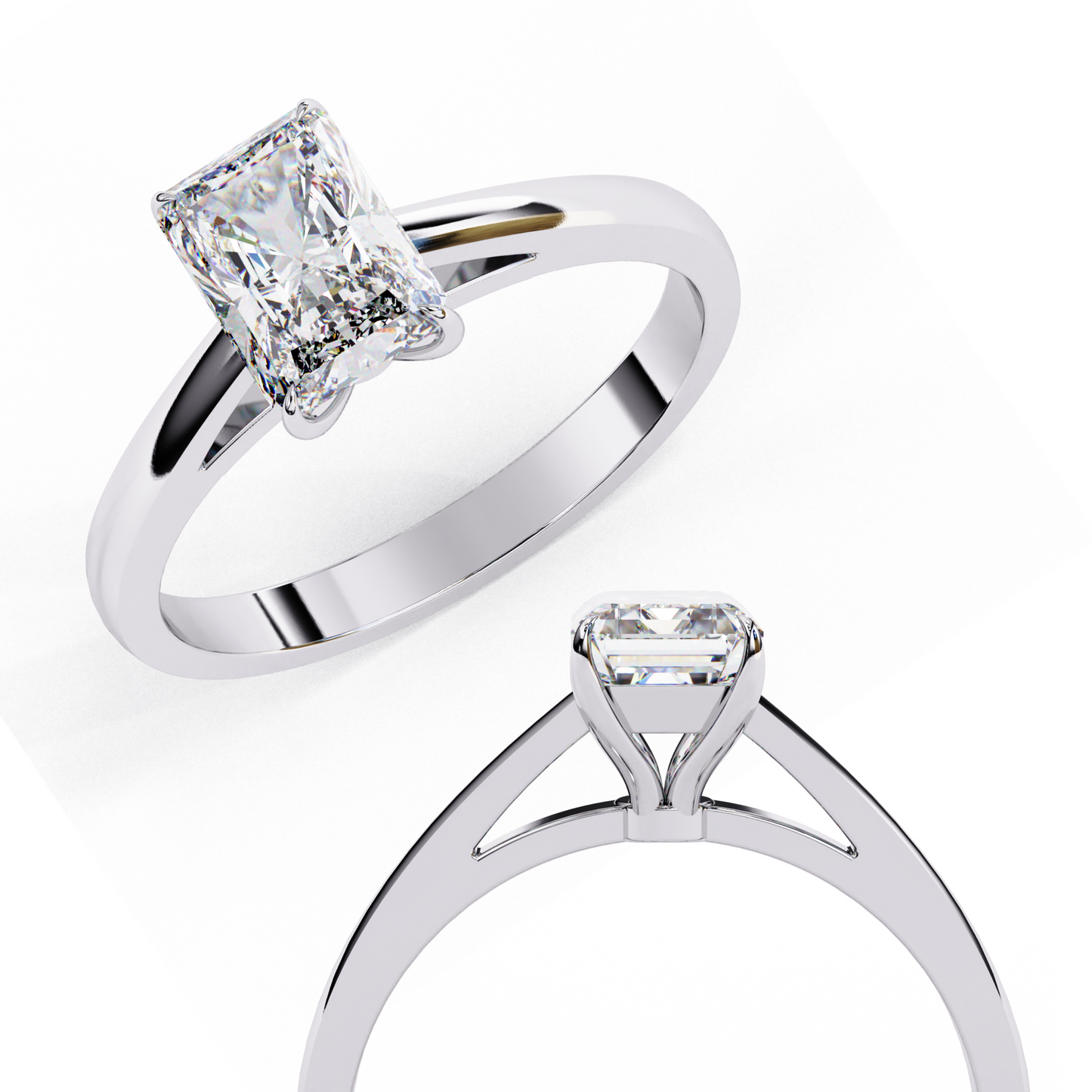 Lab Grown Diamond Solitaire Ring Radiant Stone (1.21ct) In 14K Gold