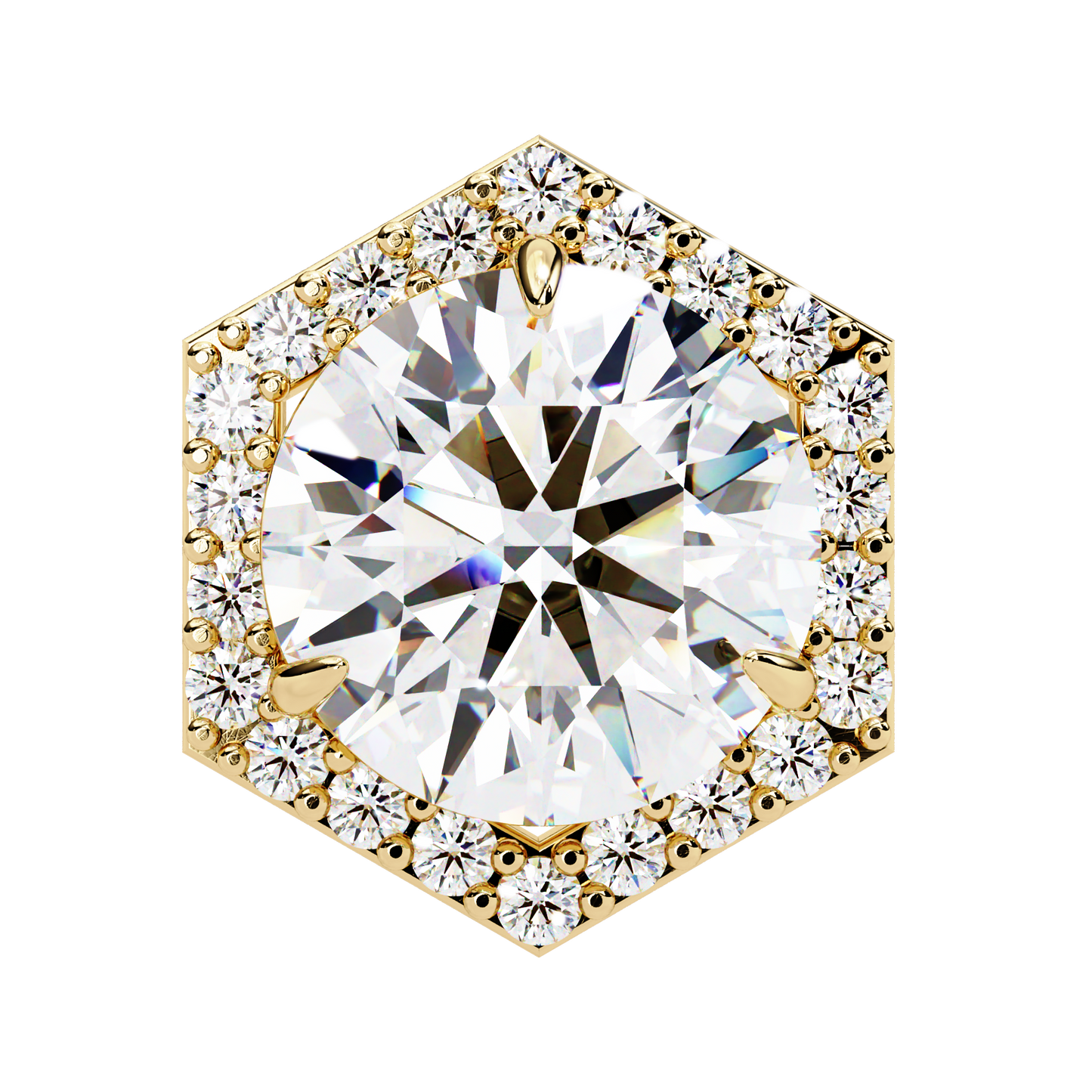 LGD Ear Studs Round  Stone (2.10ct Pair) In 14K Gold