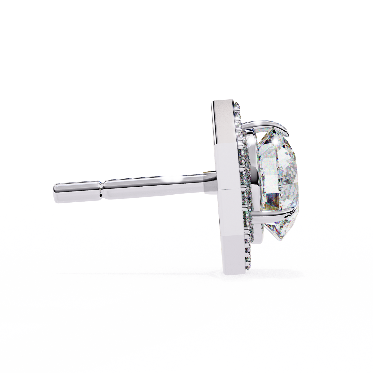 LGD Ear Studs Round  Stone (2.10ct Pair) In 14K Gold