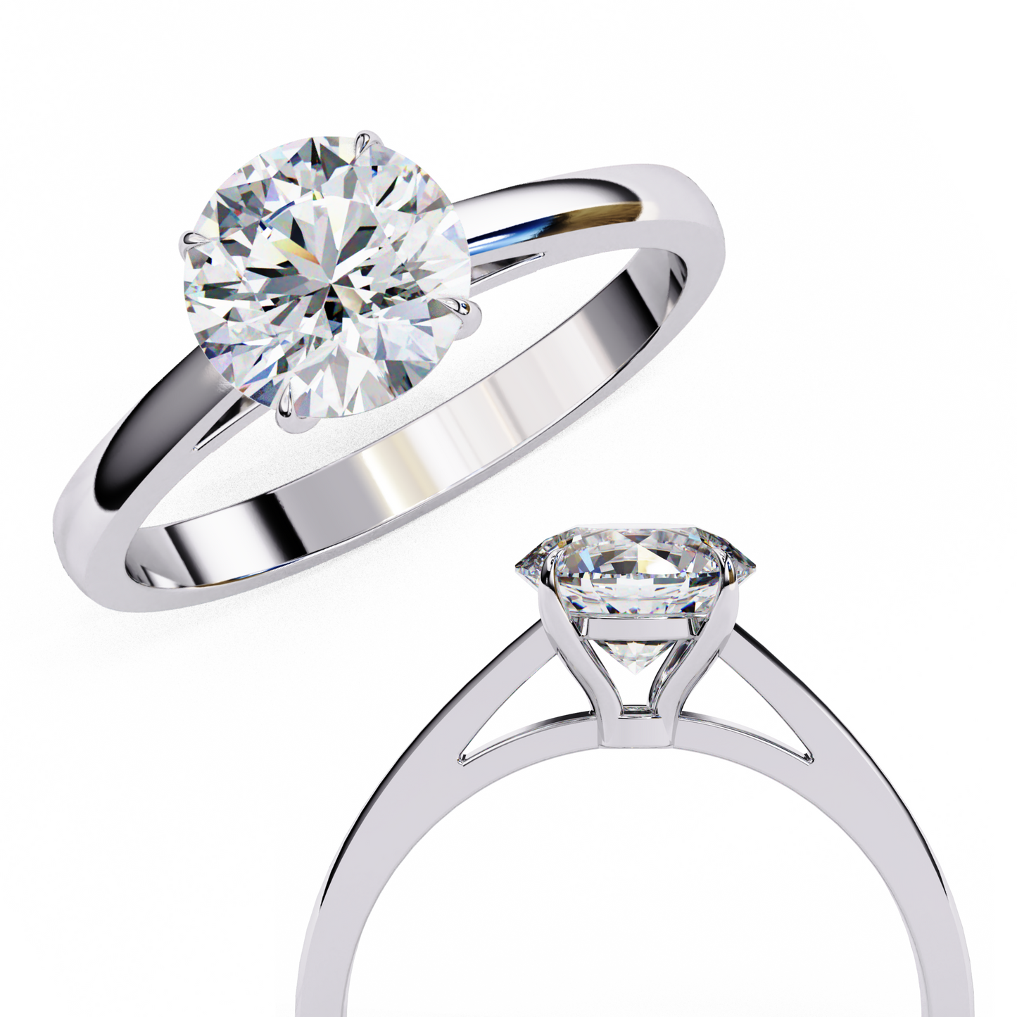 LGD Solitaire Ring Round Stone (1.3ct) In 14K Gold