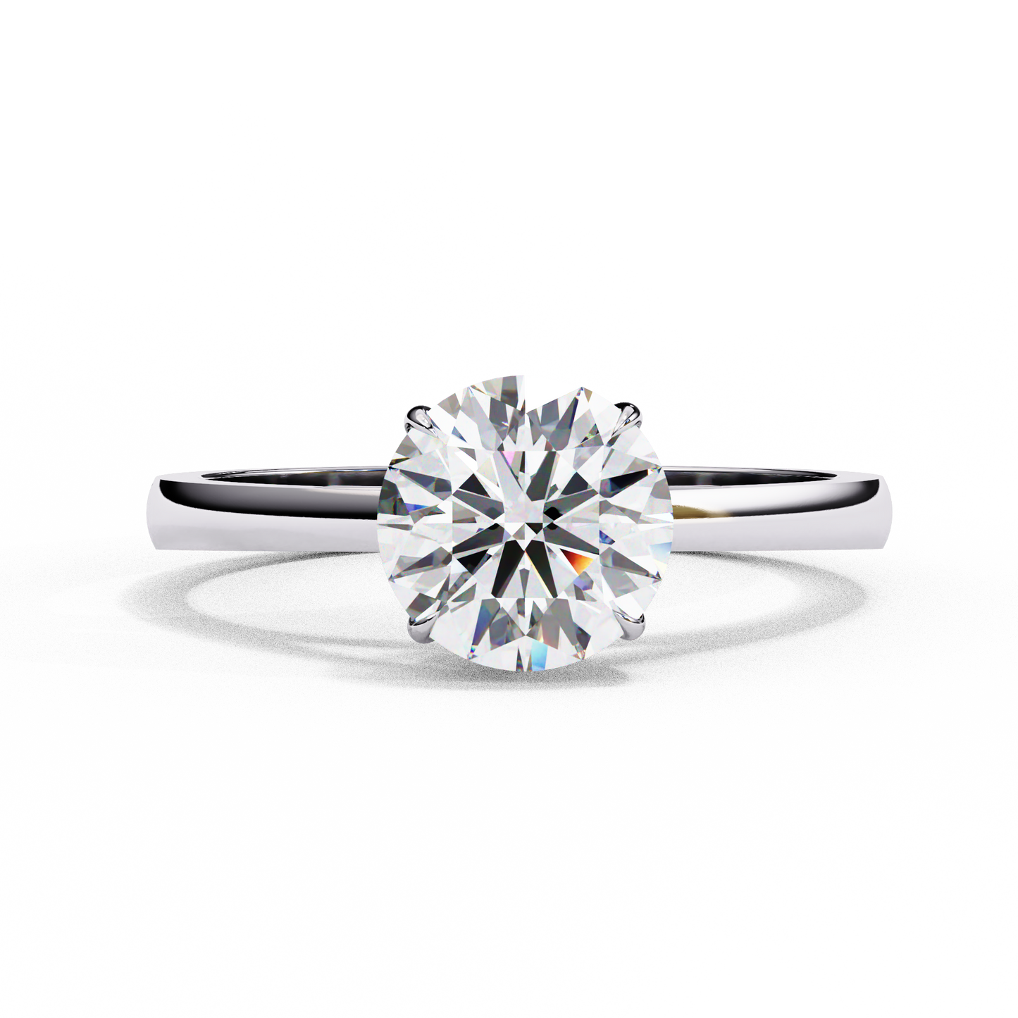 LGD Solitaire Ring Round Stone (1.3ct) In 14K Gold