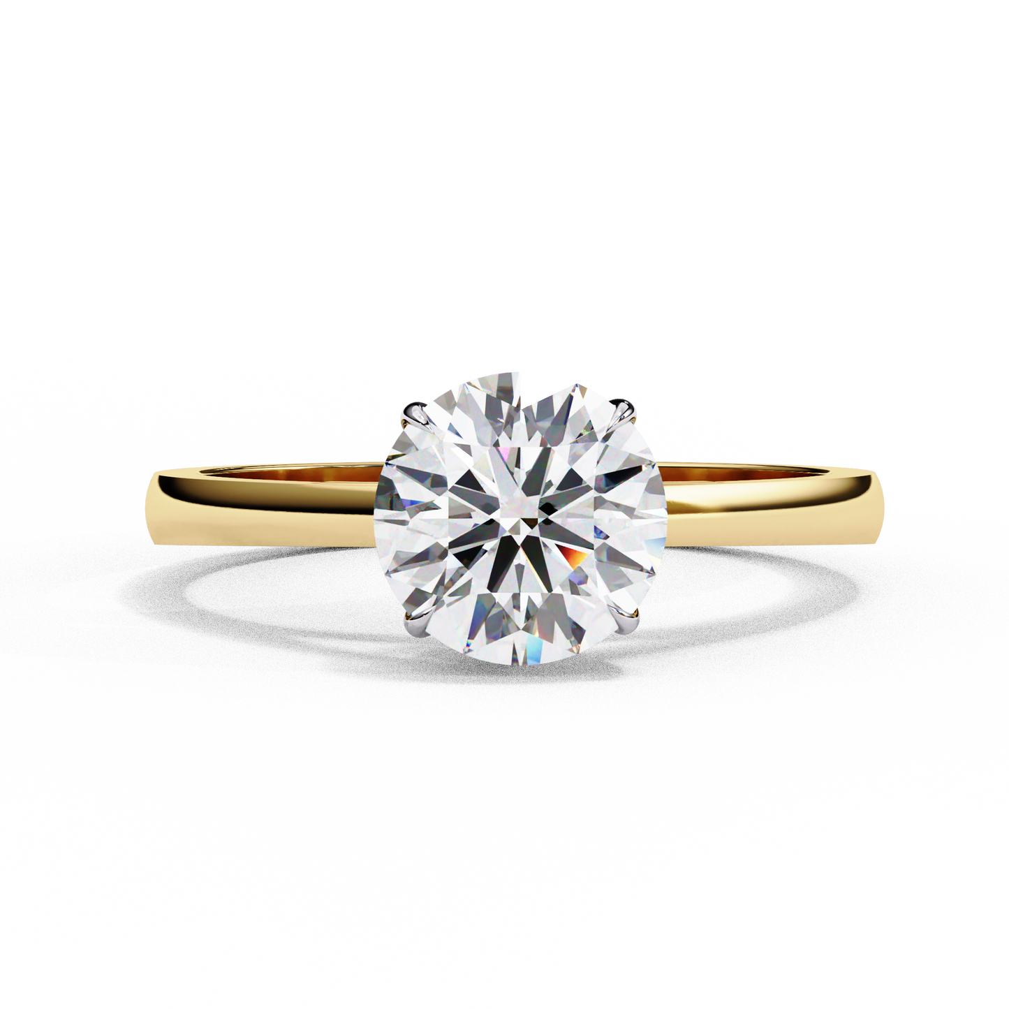 LGD Solitaire Ring Round Stone (1.3ct) In 14K Gold