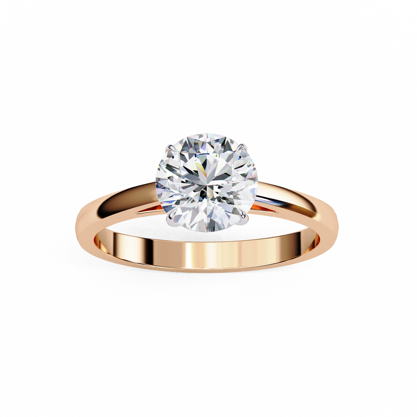 LGD Solitaire Ring Round Stone (1.3ct) In 14K Gold