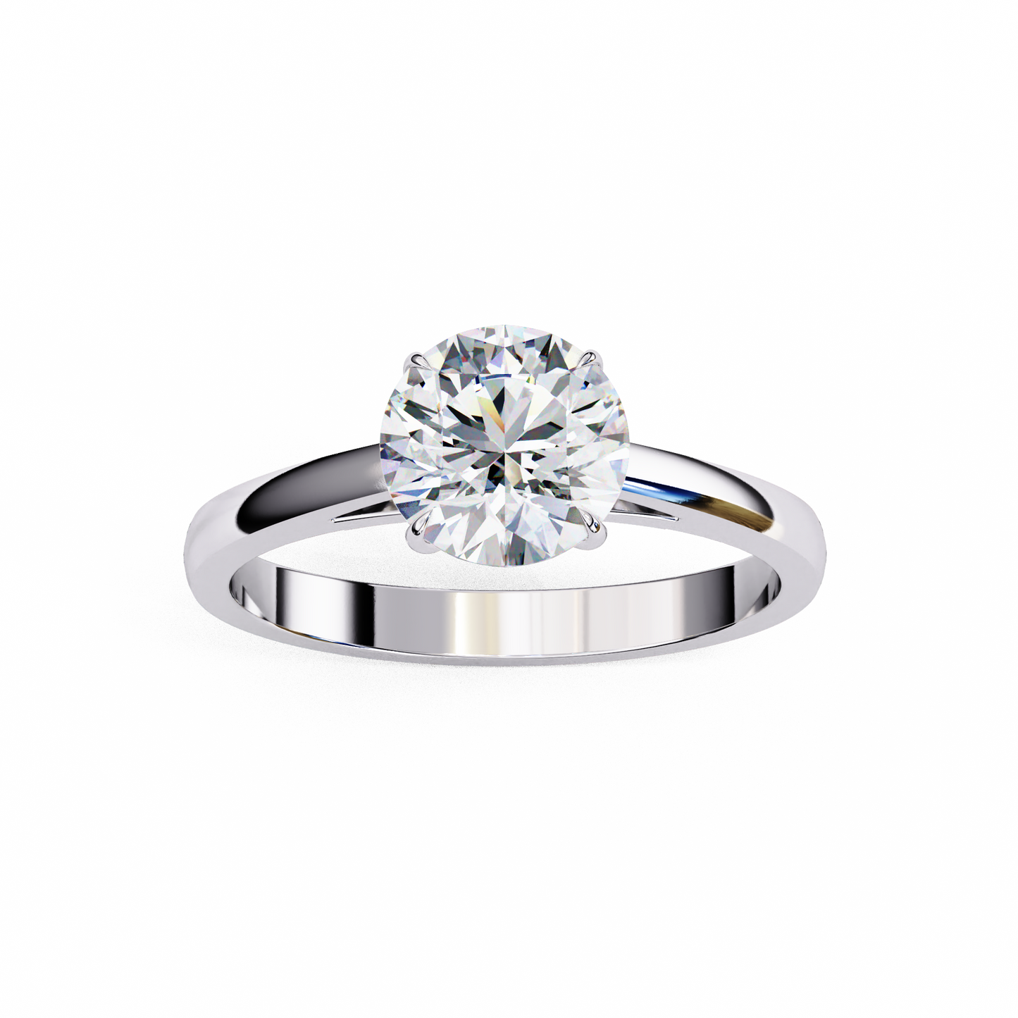LGD Solitaire Ring Round Stone (1.3ct) In 14K Gold
