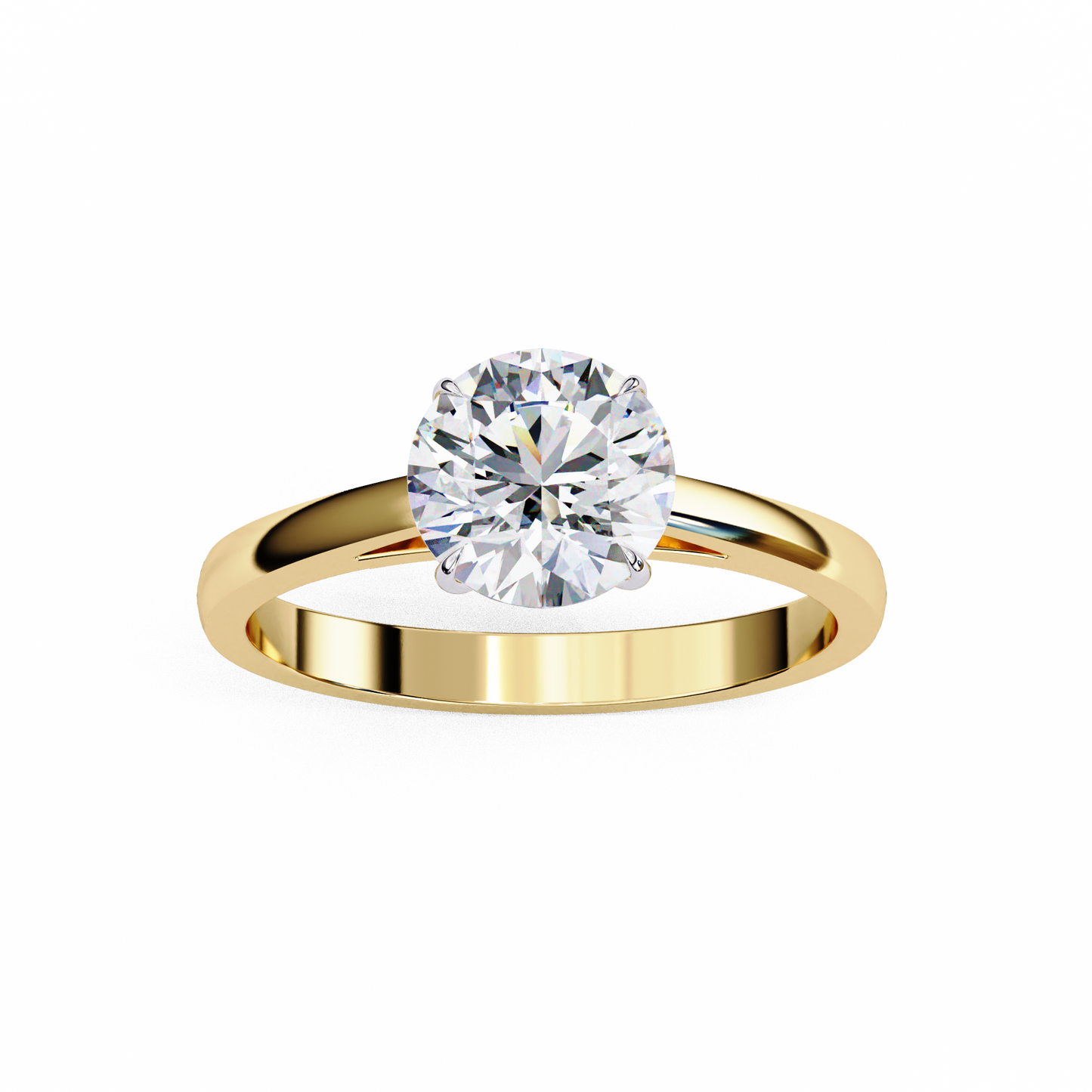 LGD Solitaire Ring Round Stone (1.3ct) In 14K Gold