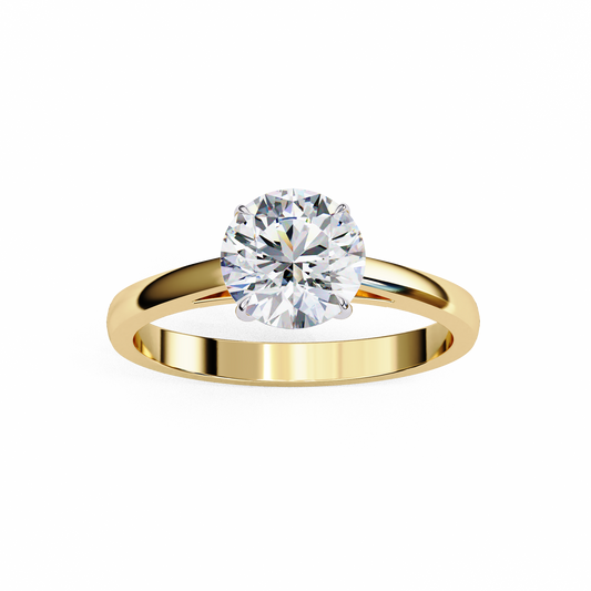 Lab Grown Diamond Solitaire Ring Round Stone (1.3ct) In 14K Gold
