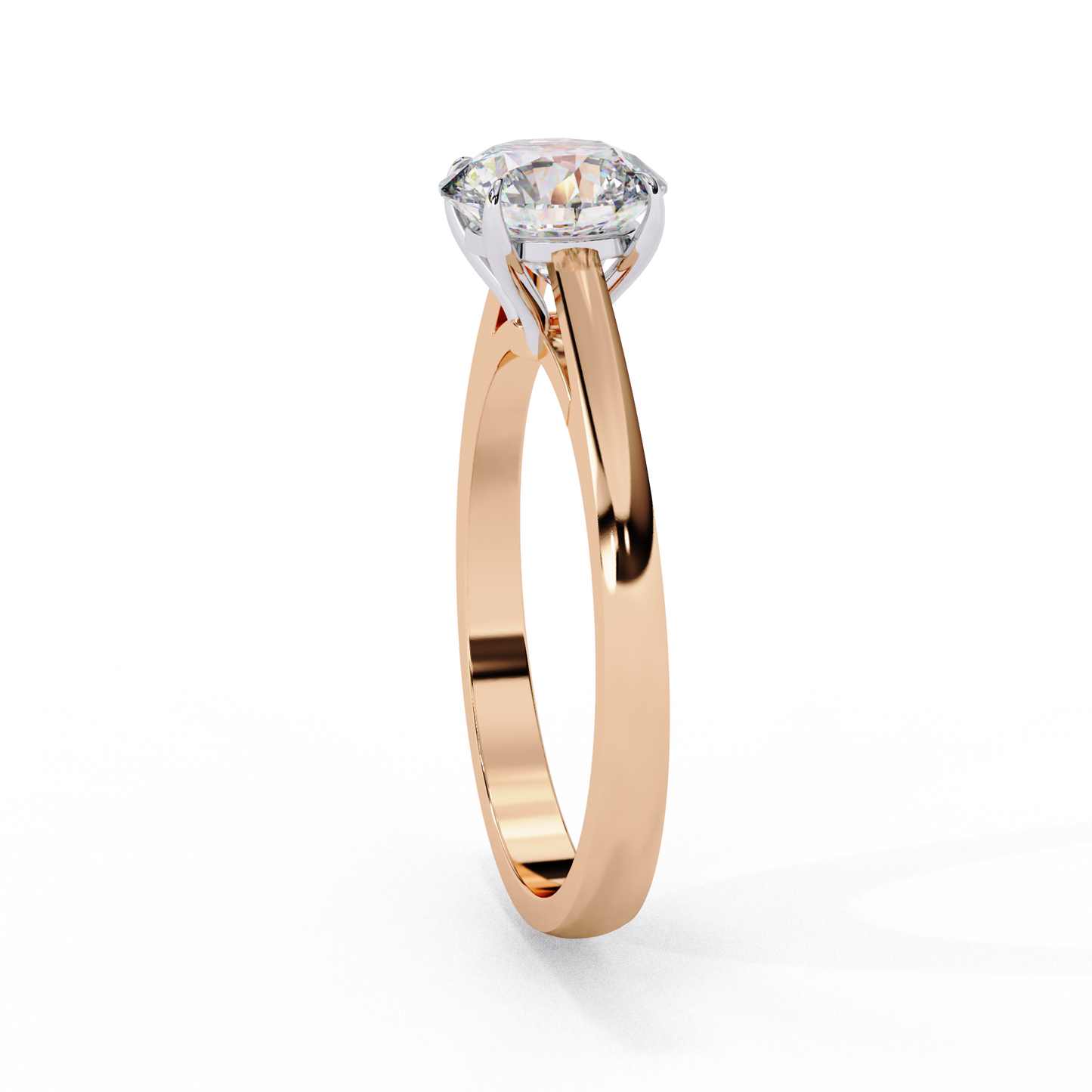 LGD Solitaire Ring Round Stone (1.3ct) In 14K Gold