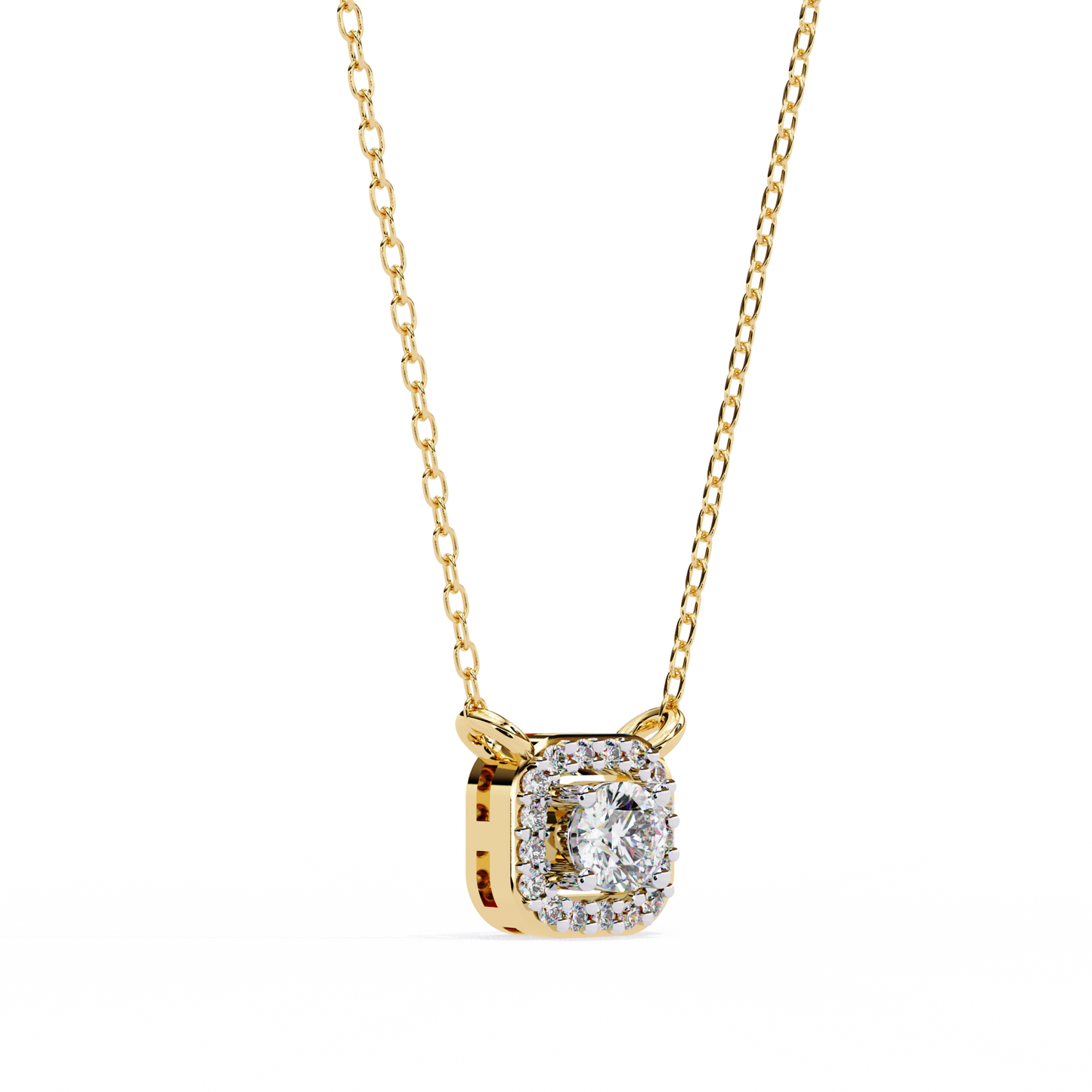 LGD Pendant Round  Stone (0.3ct ) In 14K Gold Without Chain