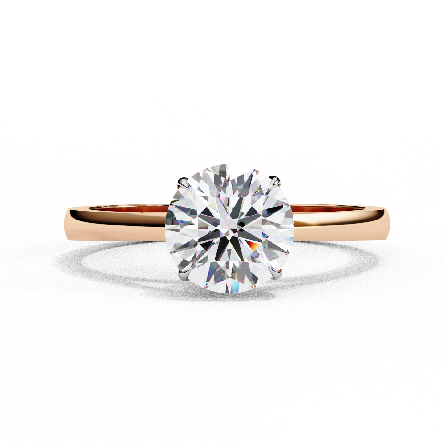 LGD Solitaire Ring Round Stone (1.3ct) In 14K Gold