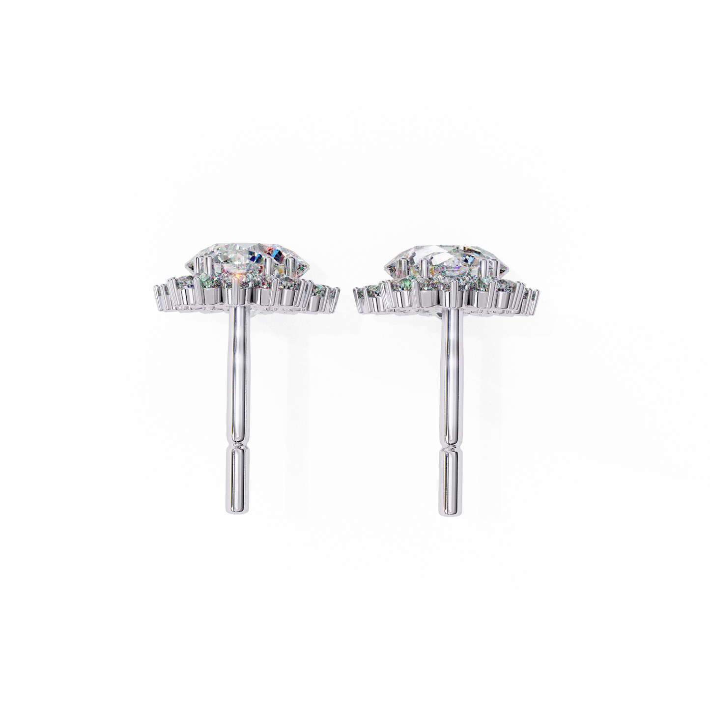 LGD  Ear Studs Round Stone (1.37ct Pair) In 14K Gold